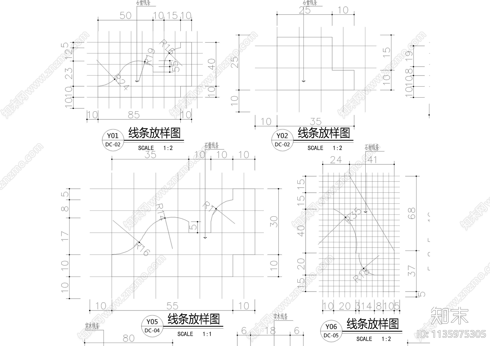 地面线条放样节点详图cad施工图下载【ID:1135975305】