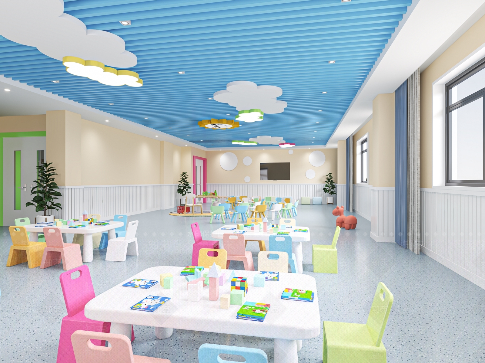 现代幼儿园教室3D模型下载【ID:1135977101】