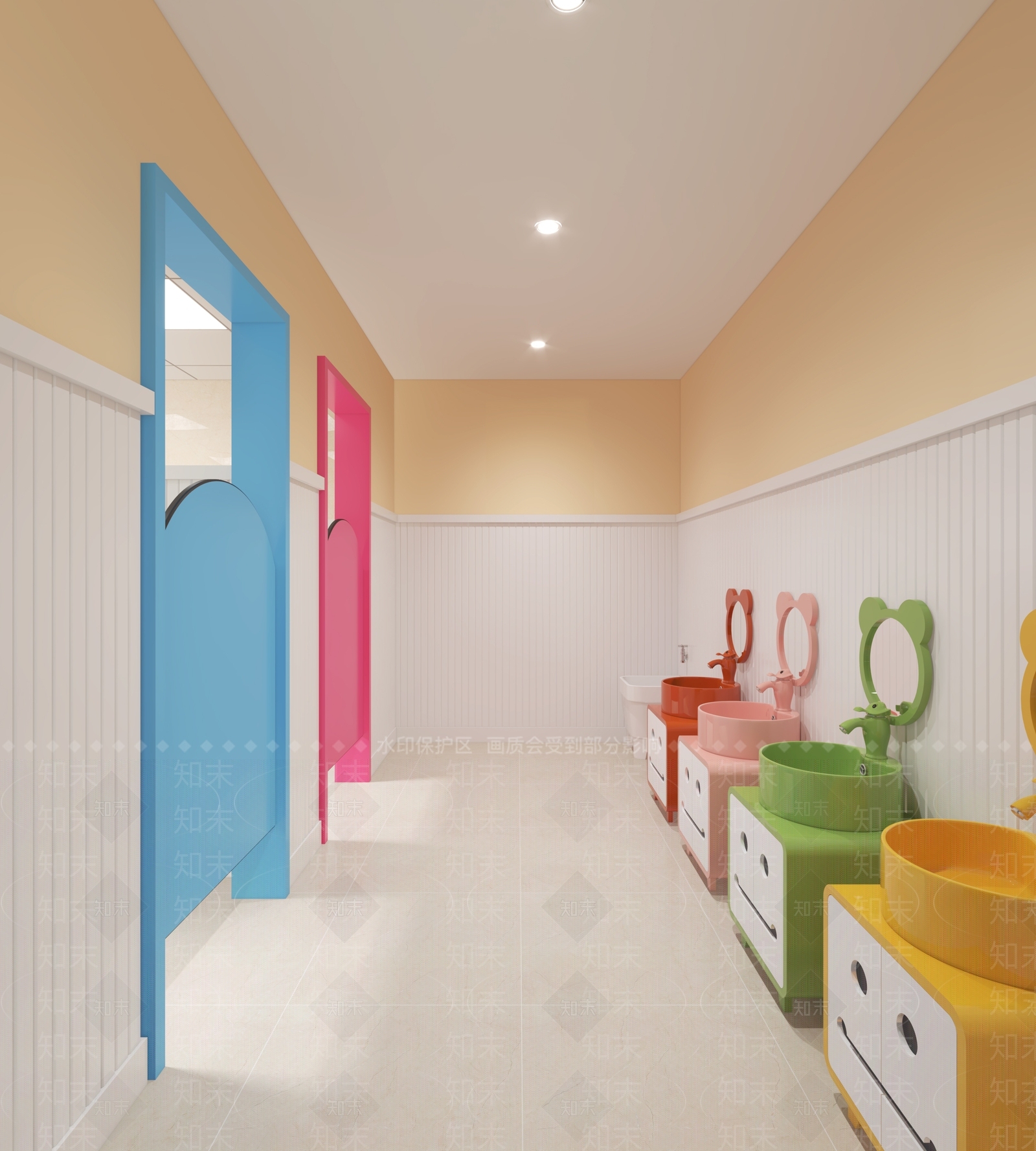 现代幼儿园卫生间3D模型下载【ID:1135977650】