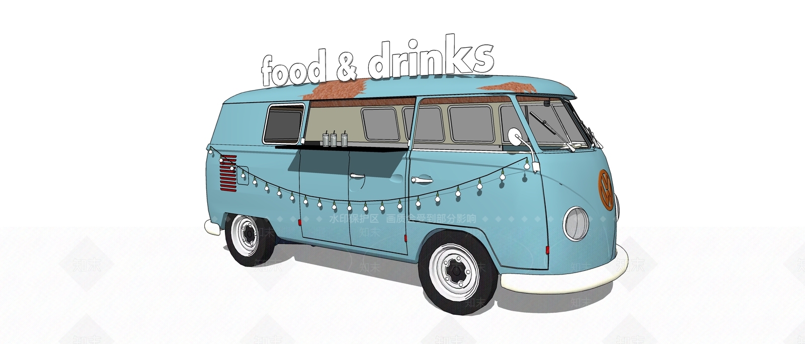 现代移动餐车SU模型下载【ID:1135981432】