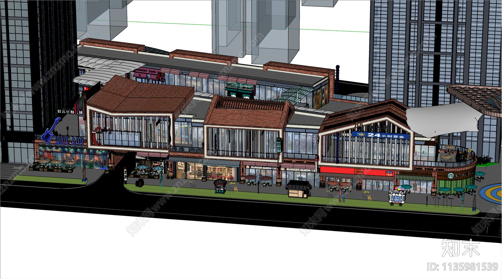 现代商业街SU模型下载【ID:1135981539】