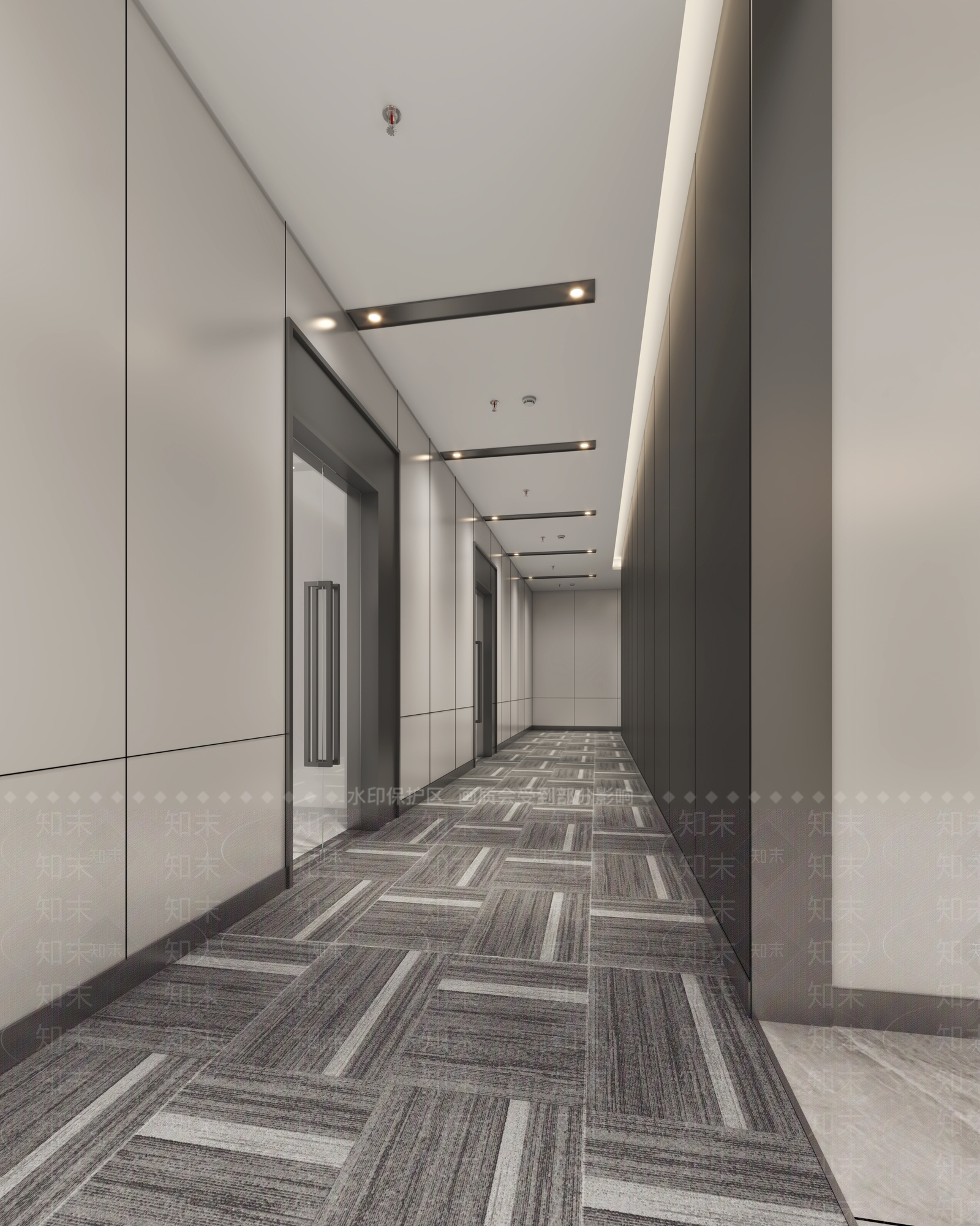 现代办公电梯厅3D模型下载【ID:1135981684】