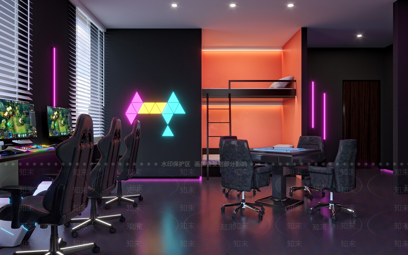 现代电竞酒店客房3D模型下载【ID:1135985605】_知末3d模型网
