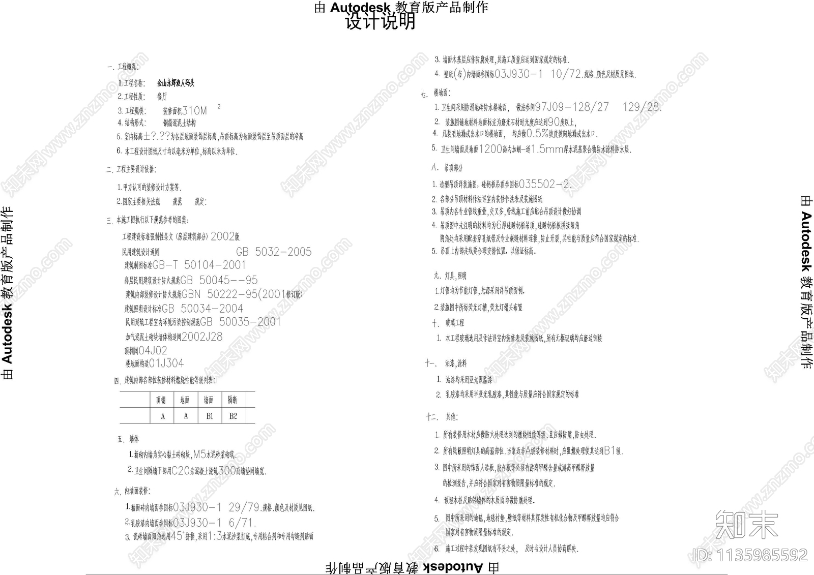 餐饮封面目录设计说明cad施工图下载【ID:1135985592】