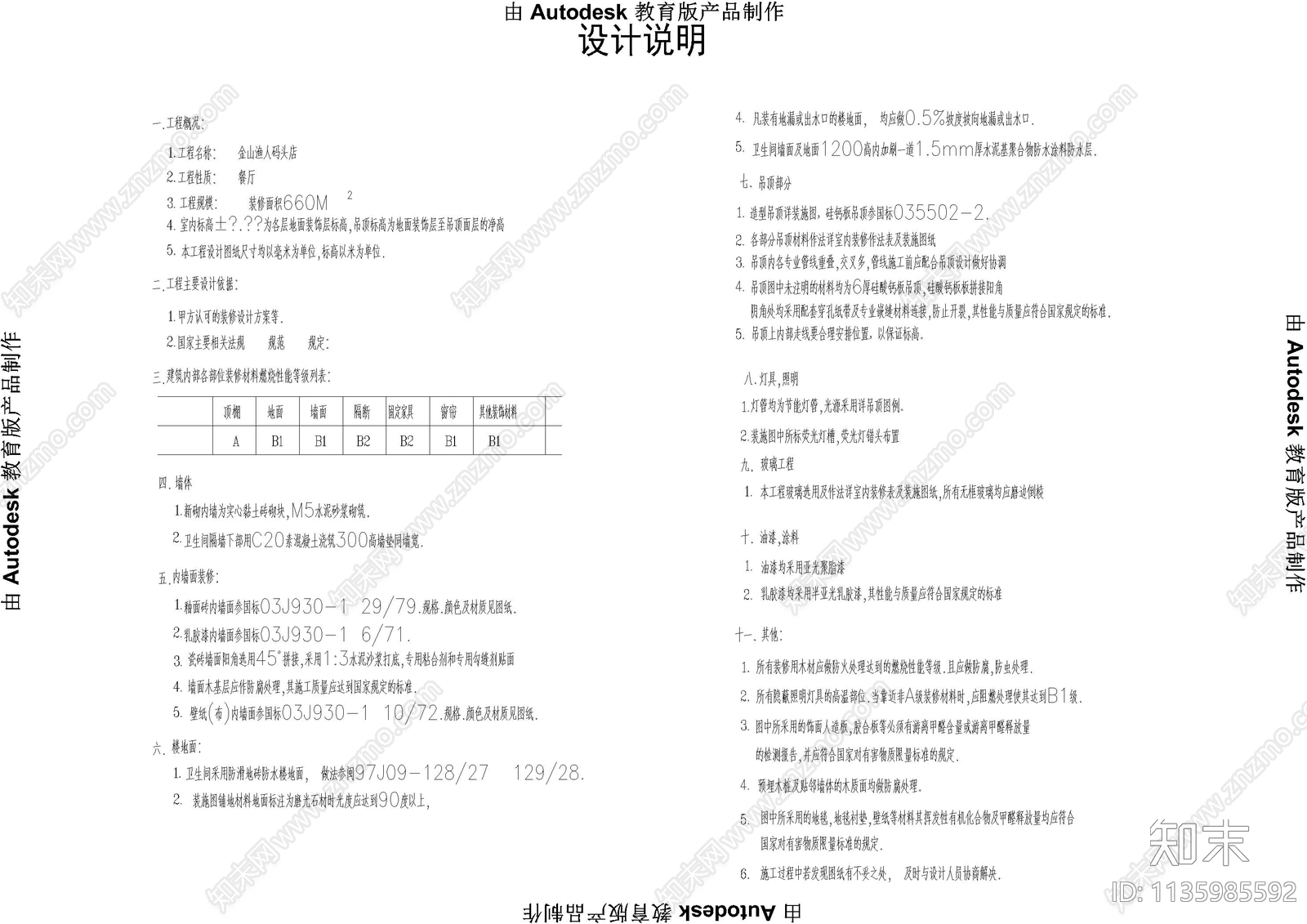 餐饮封面目录设计说明cad施工图下载【ID:1135985592】