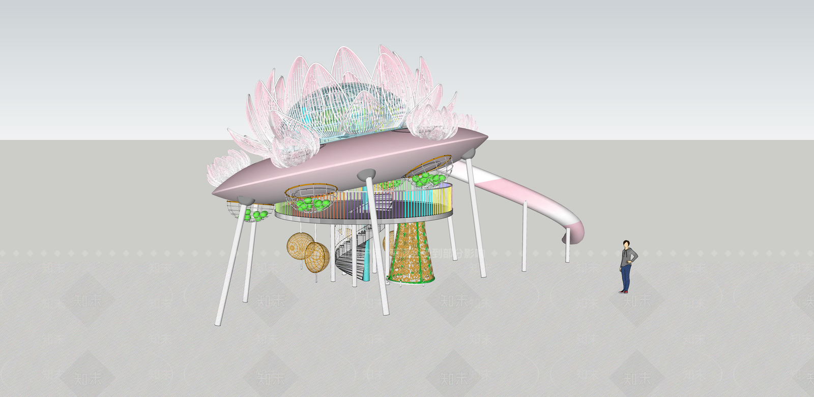 现代儿童游乐区SU模型下载【ID:1136044833】
