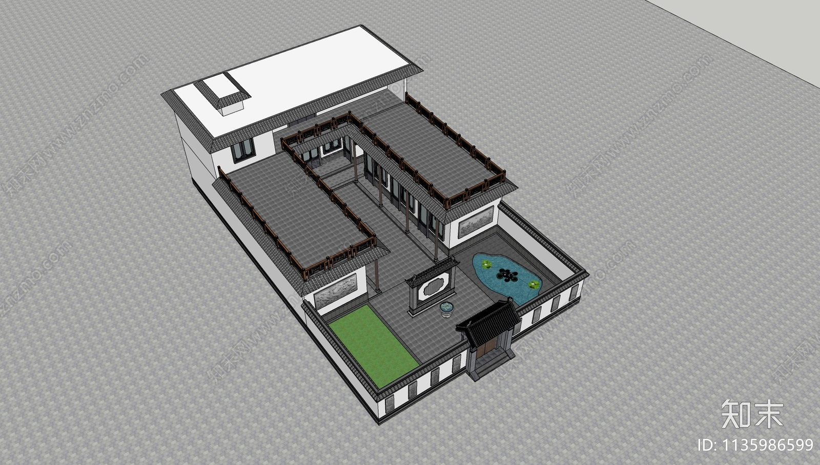 中式乡村民房SU模型下载【ID:1135986599】
