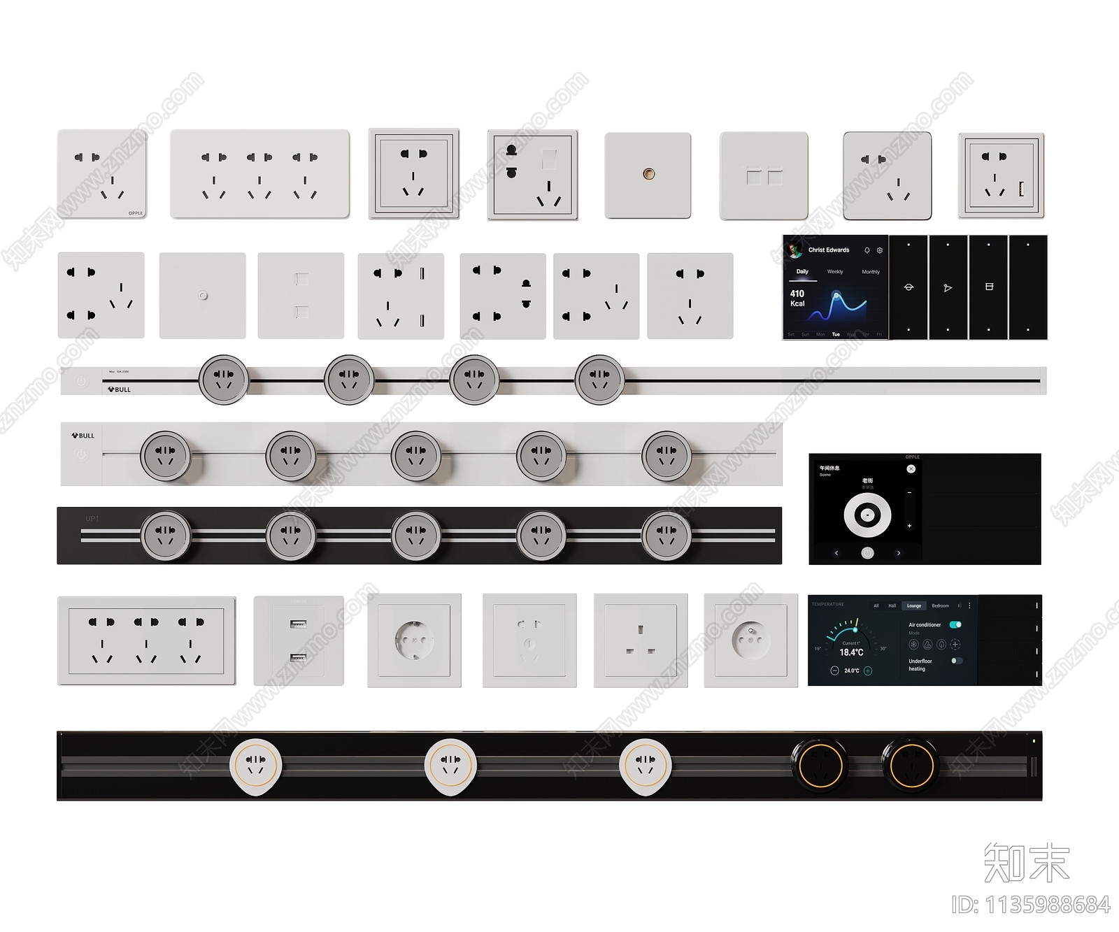 现代开关插座组合SU模型下载【ID:1135988684】