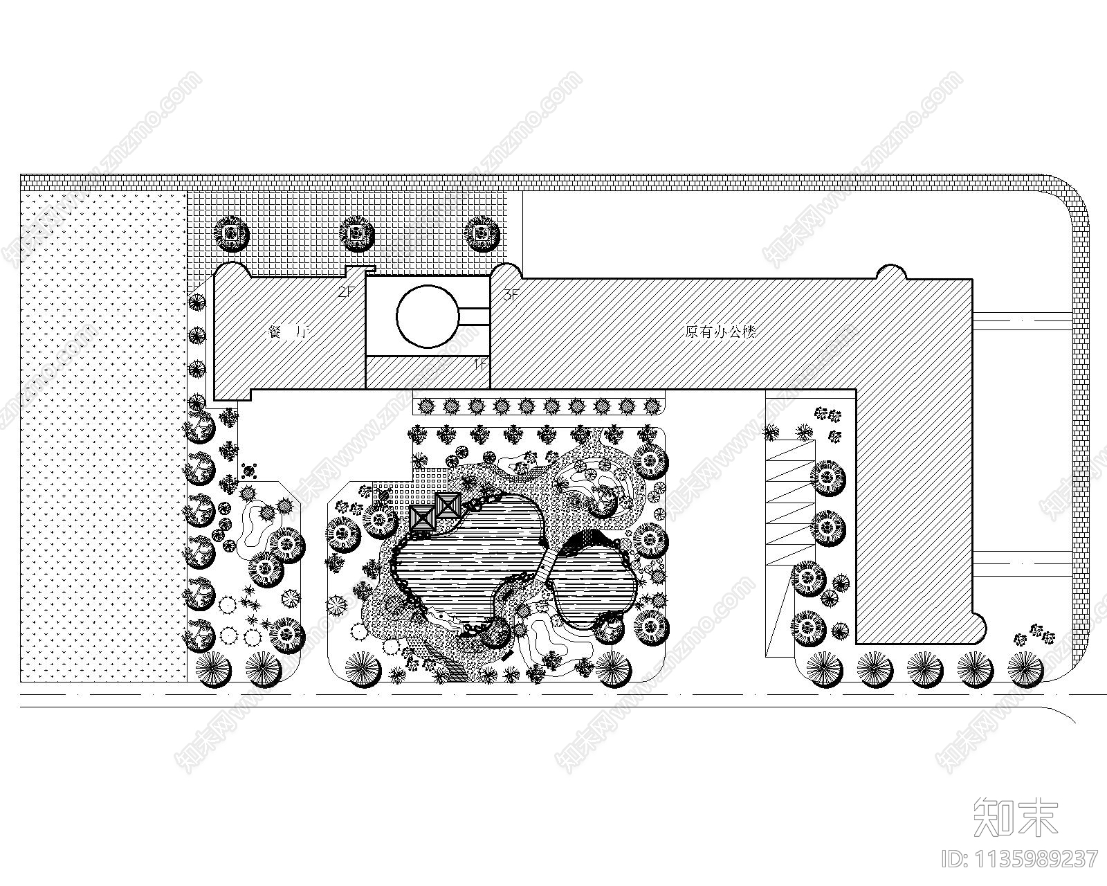 办公楼景观设计平面图施工图下载【ID:1135989237】