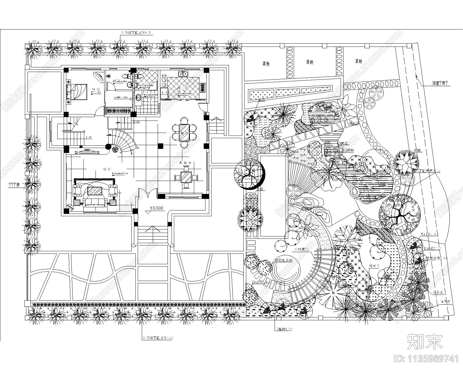 别墅景观绿化平面图施工图下载【ID:1135989741】