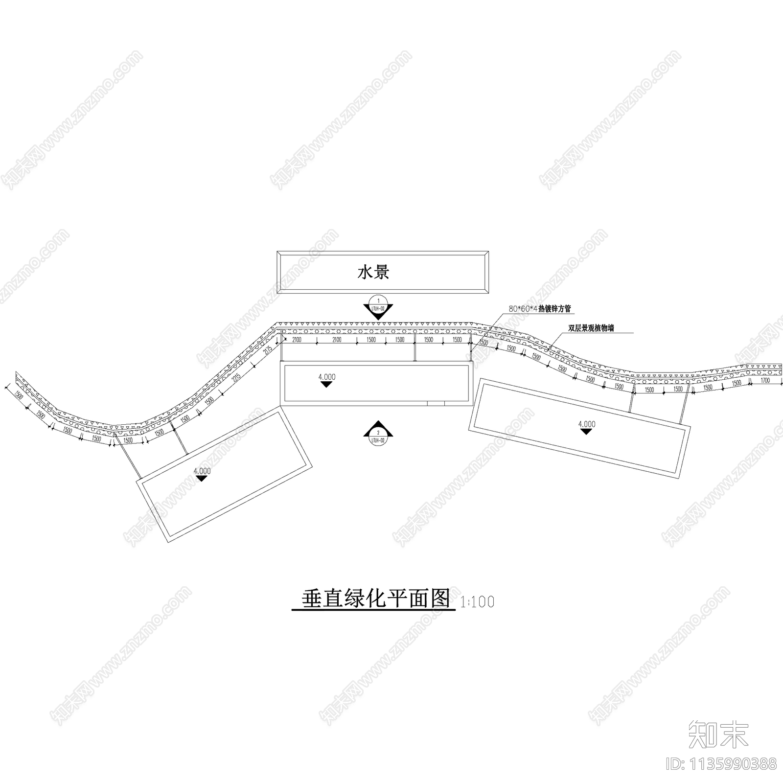 景观垂直绿化植物墙施工图下载【ID:1135990388】