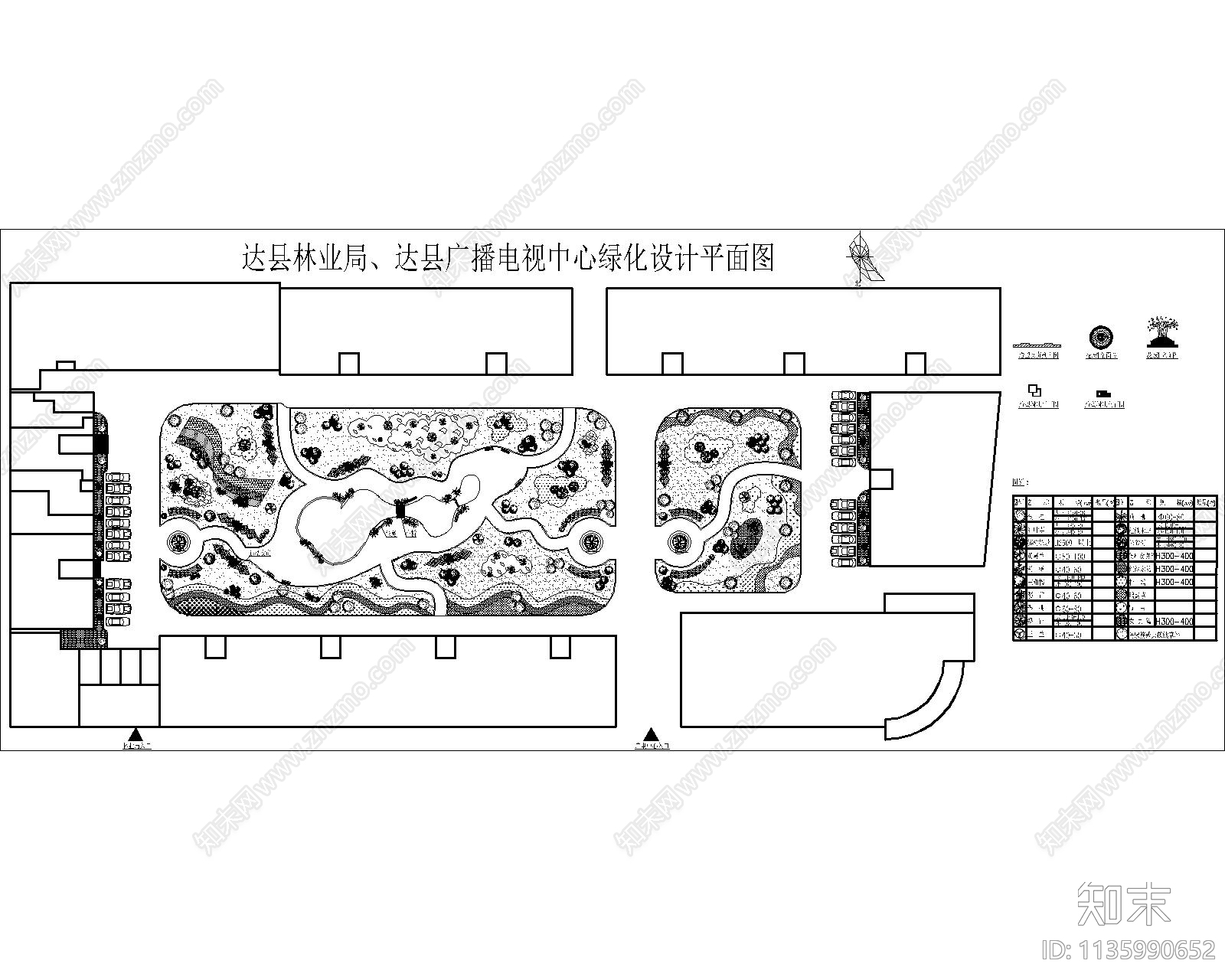 机关单位庭院景观平面图cad施工图下载【ID:1135990652】