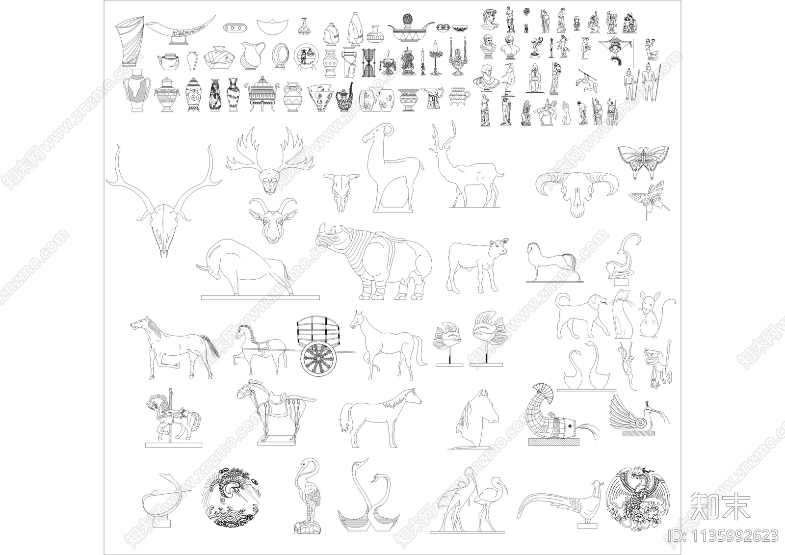 动物雕塑大全施工图下载【ID:1135992623】