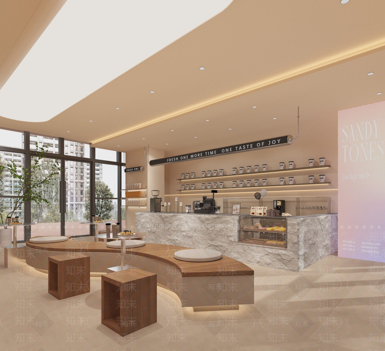 现代奶茶店3D模型下载【ID:1135994734】