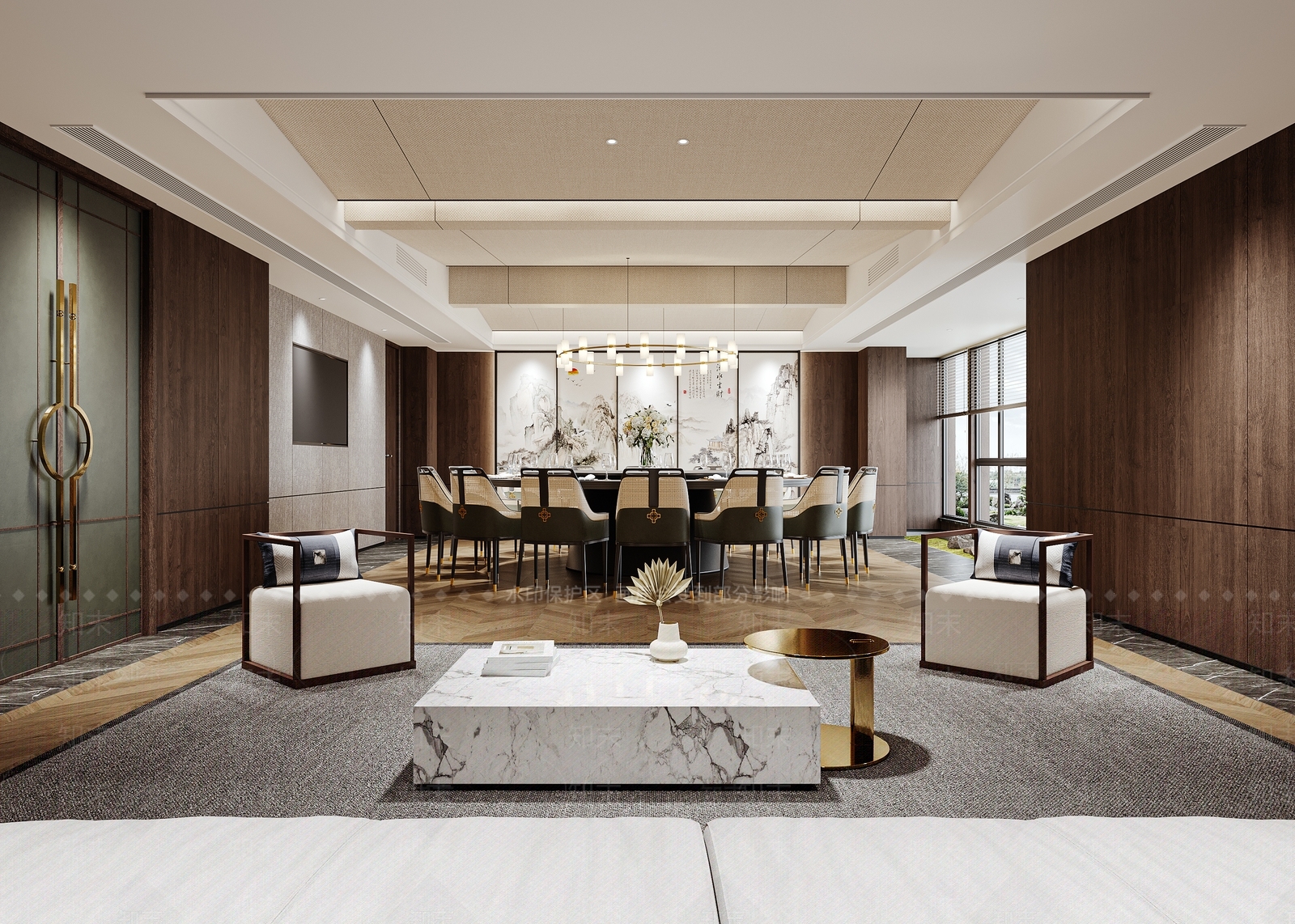 新中式餐厅包间3D模型下载【ID:1135999207】_知末3d模型网