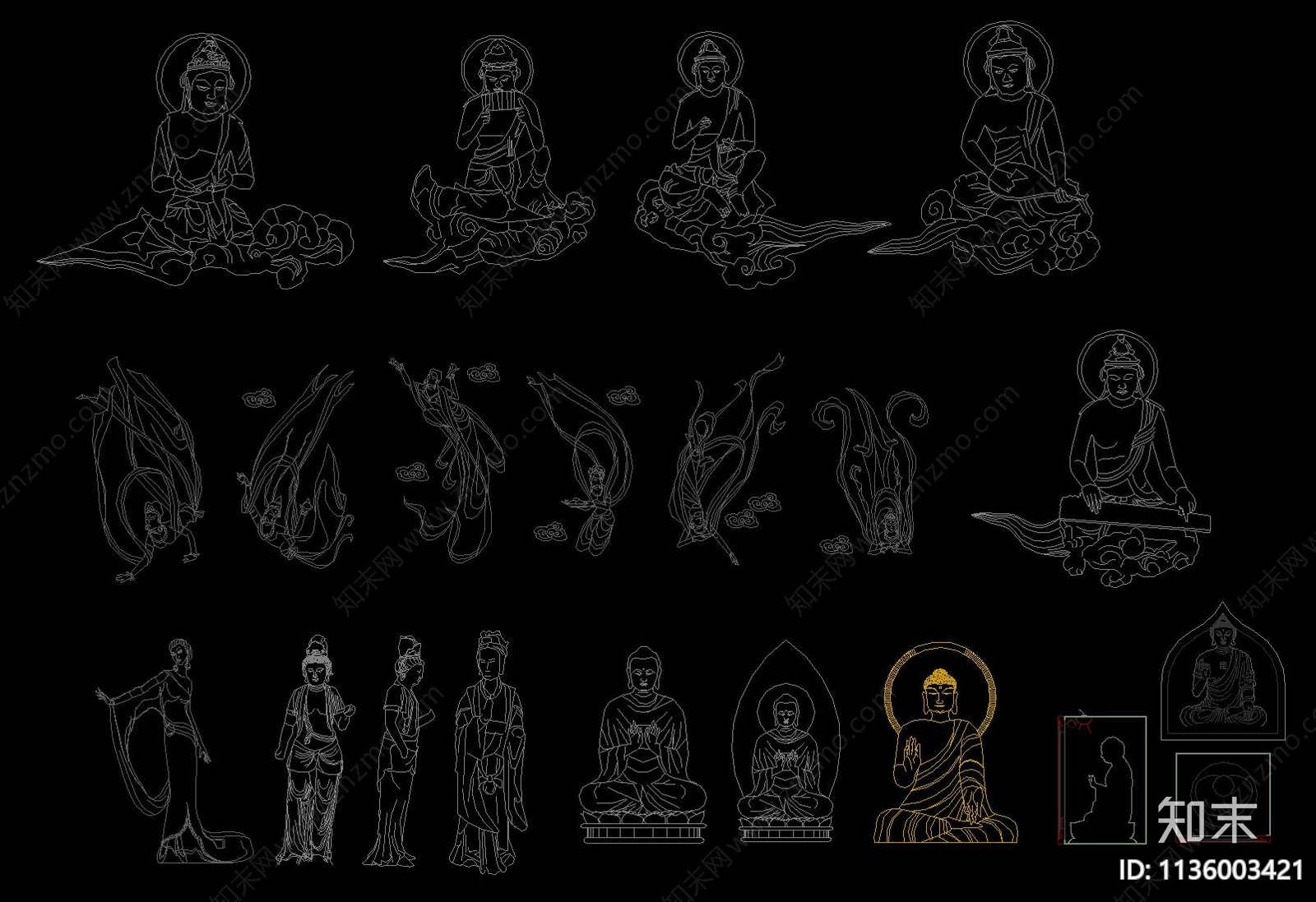 寺庙佛像莲花瓣铜门施工图下载【ID:1136003421】