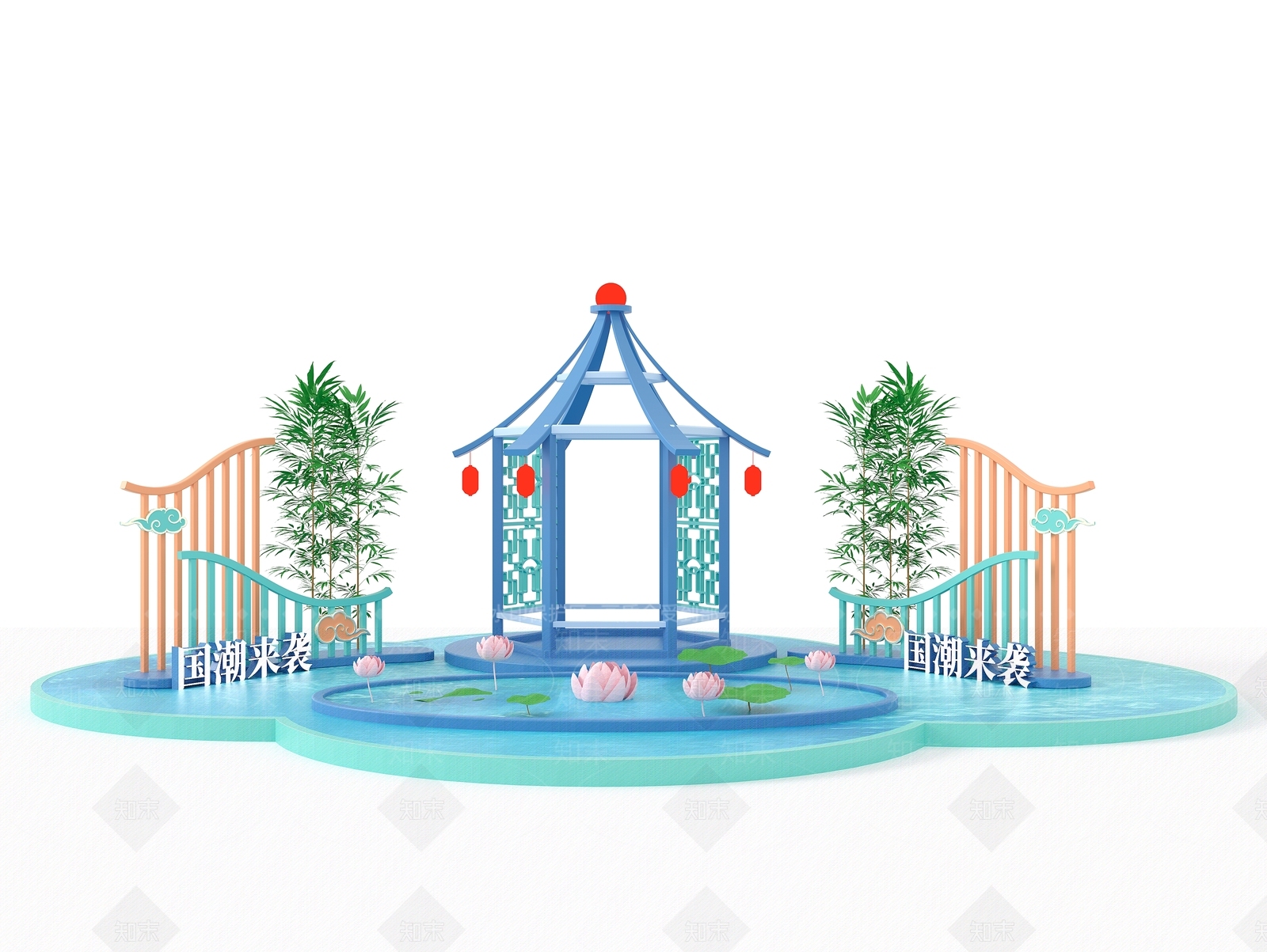 新中式美陈3D模型下载【ID:1136003488】