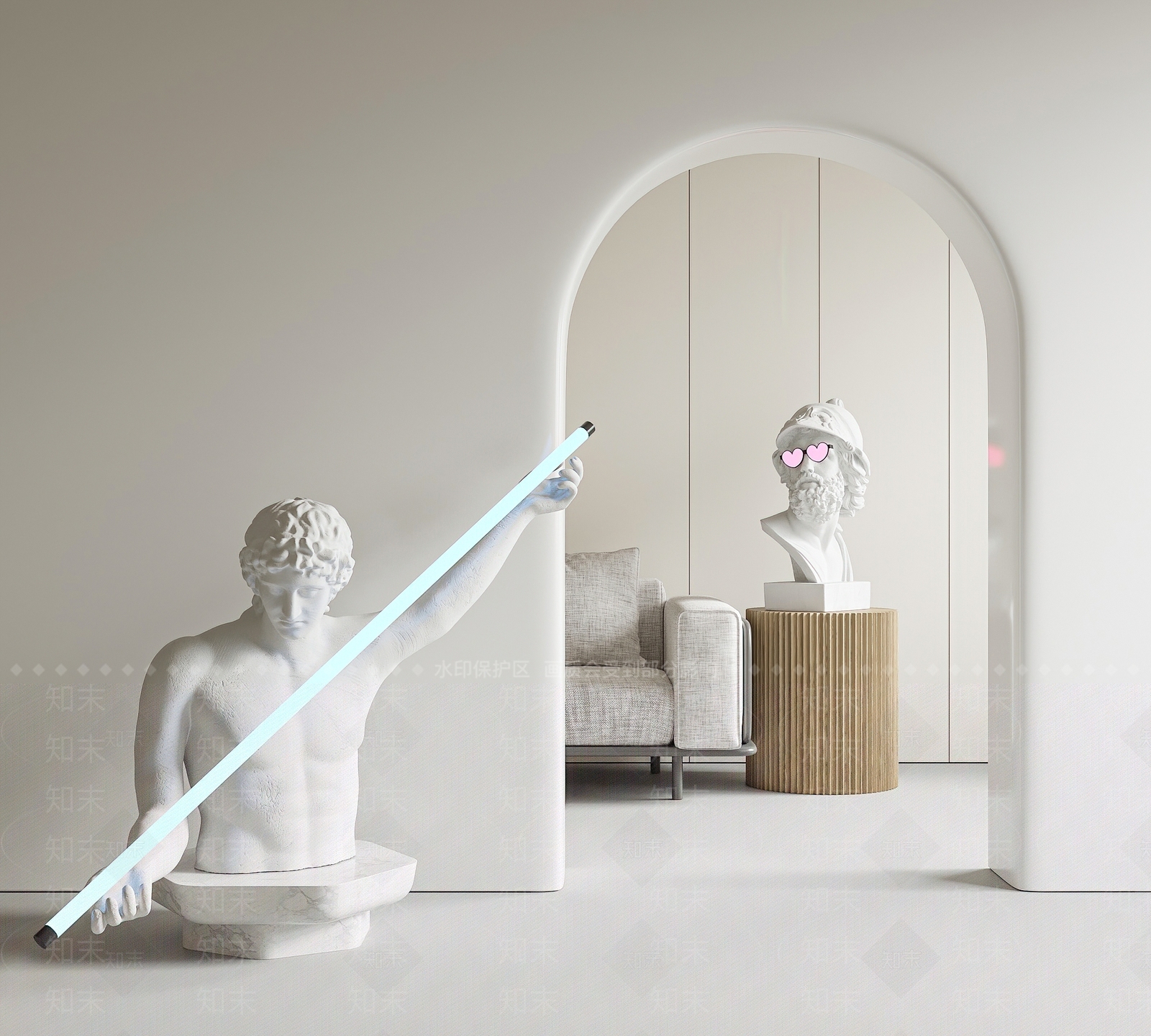 欧式人物石膏雕塑SU模型下载【ID:1136005264】