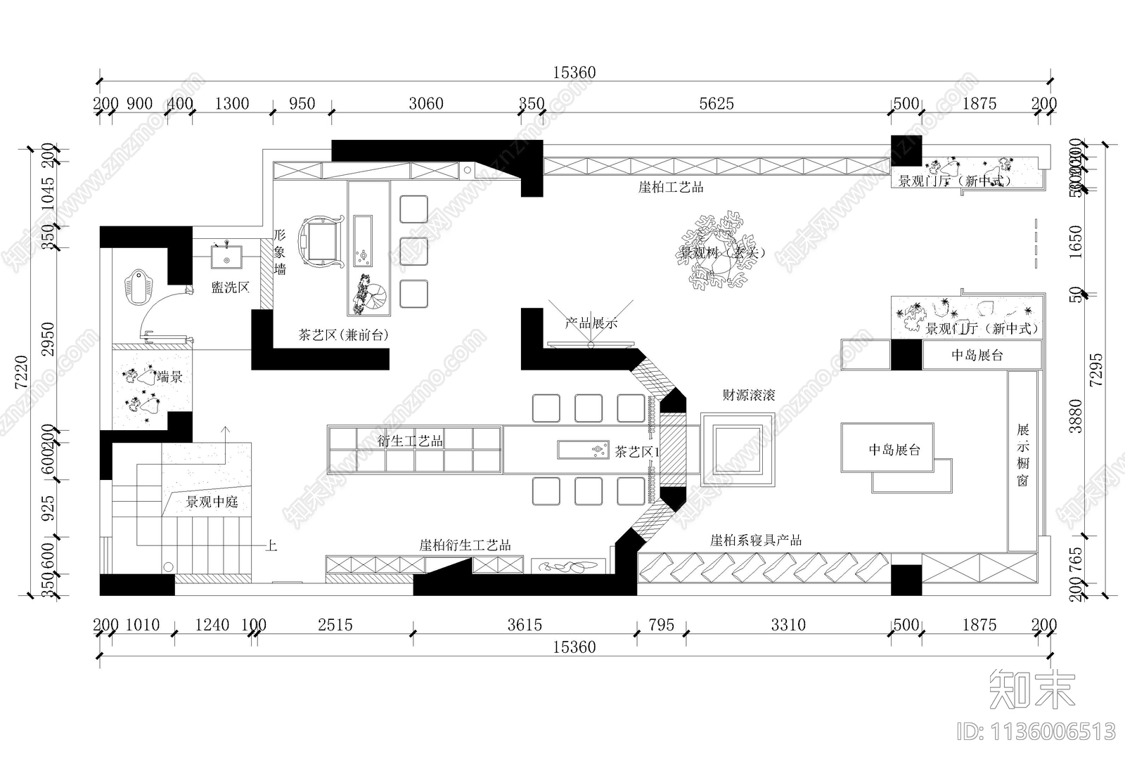 茶叶专卖店cad施工图下载【ID:1136006513】