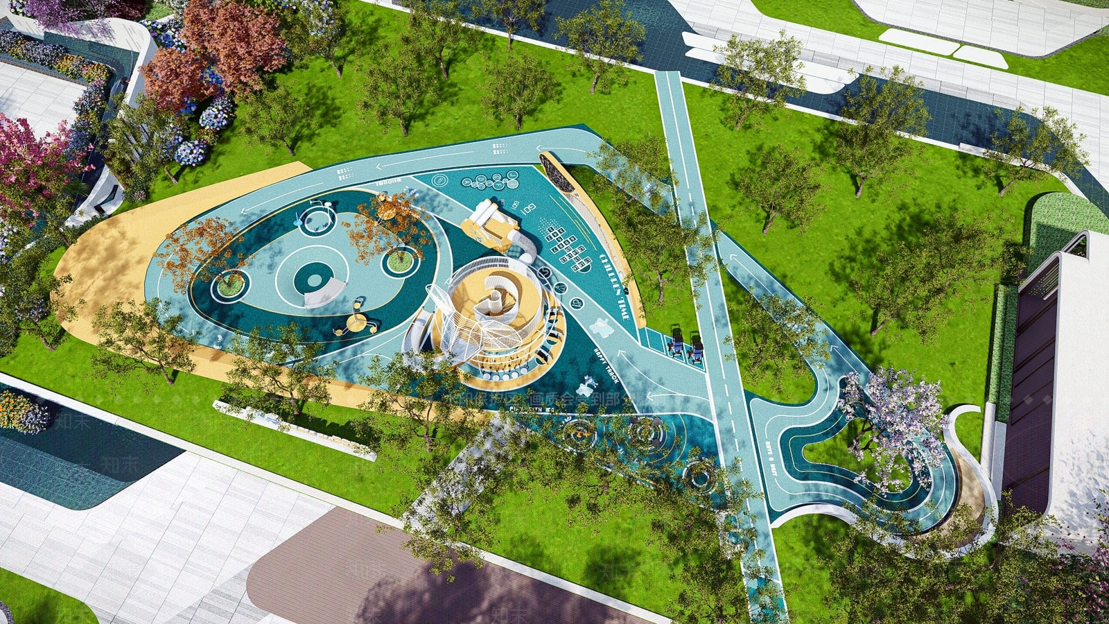 现代儿童游乐区SU模型下载【ID:1136007685】