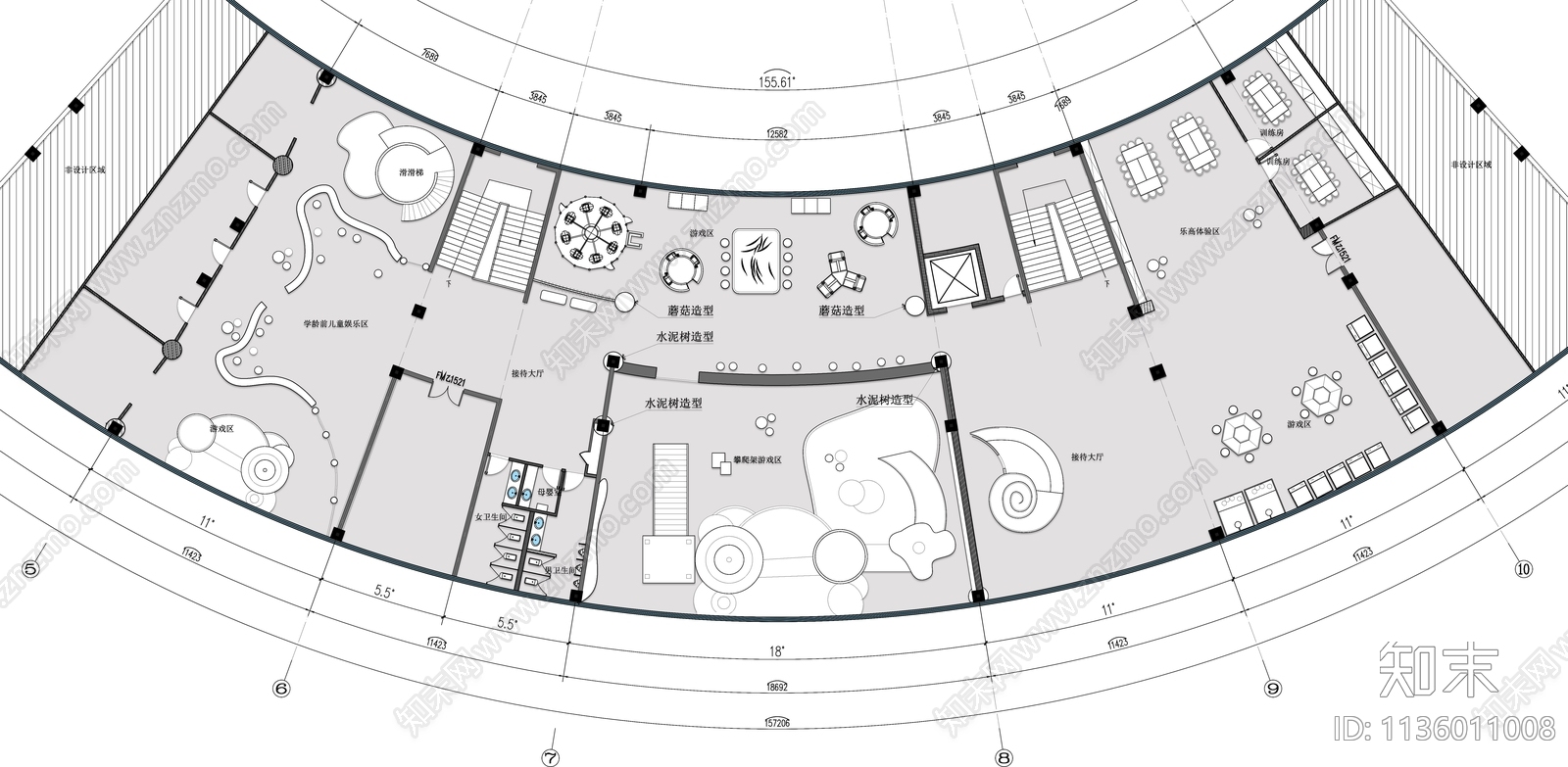 创意亲子乐园空间平面布置图施工图下载【ID:1136011008】
