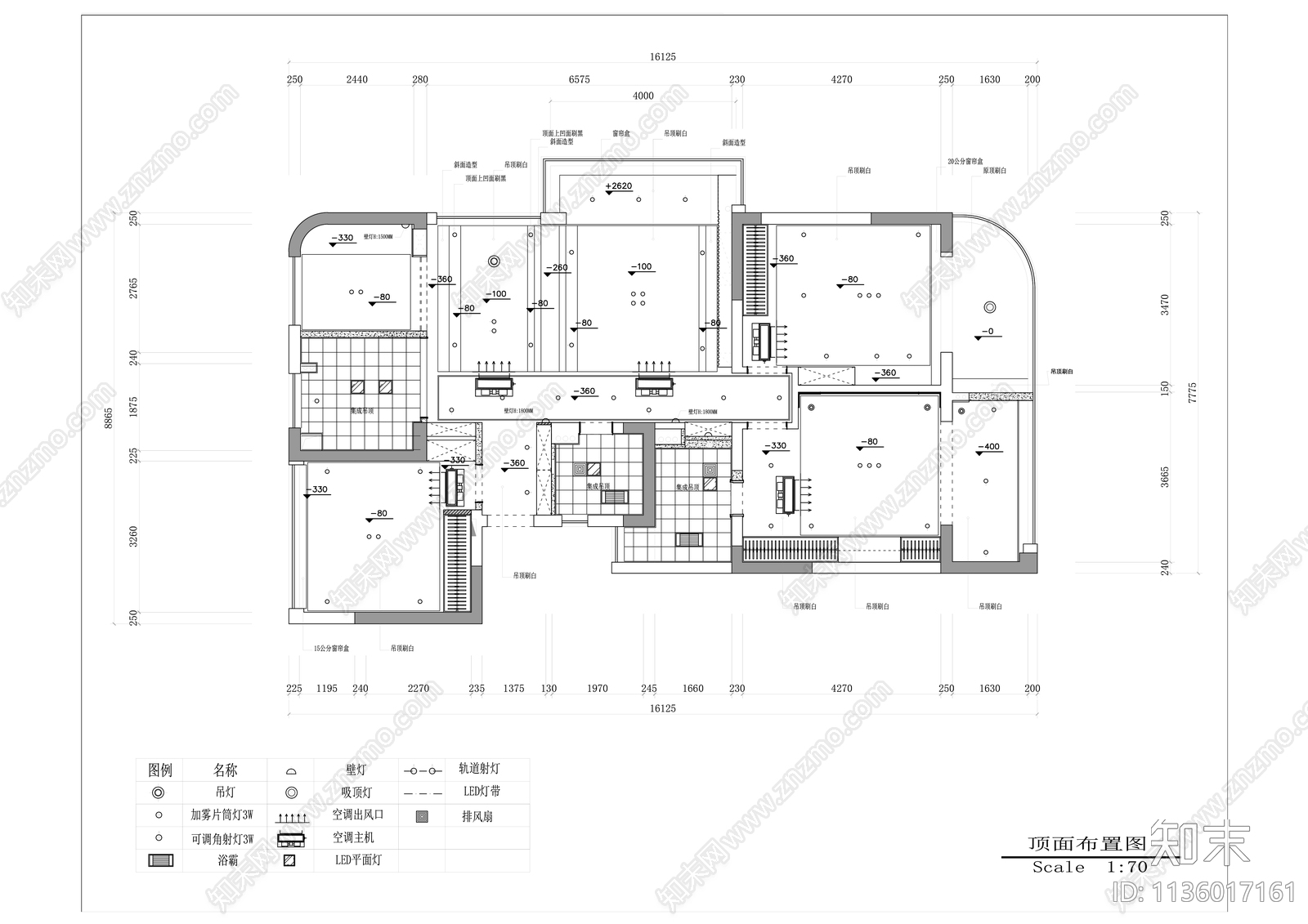 120平米平层全套内装cad施工图下载【ID:1136017161】