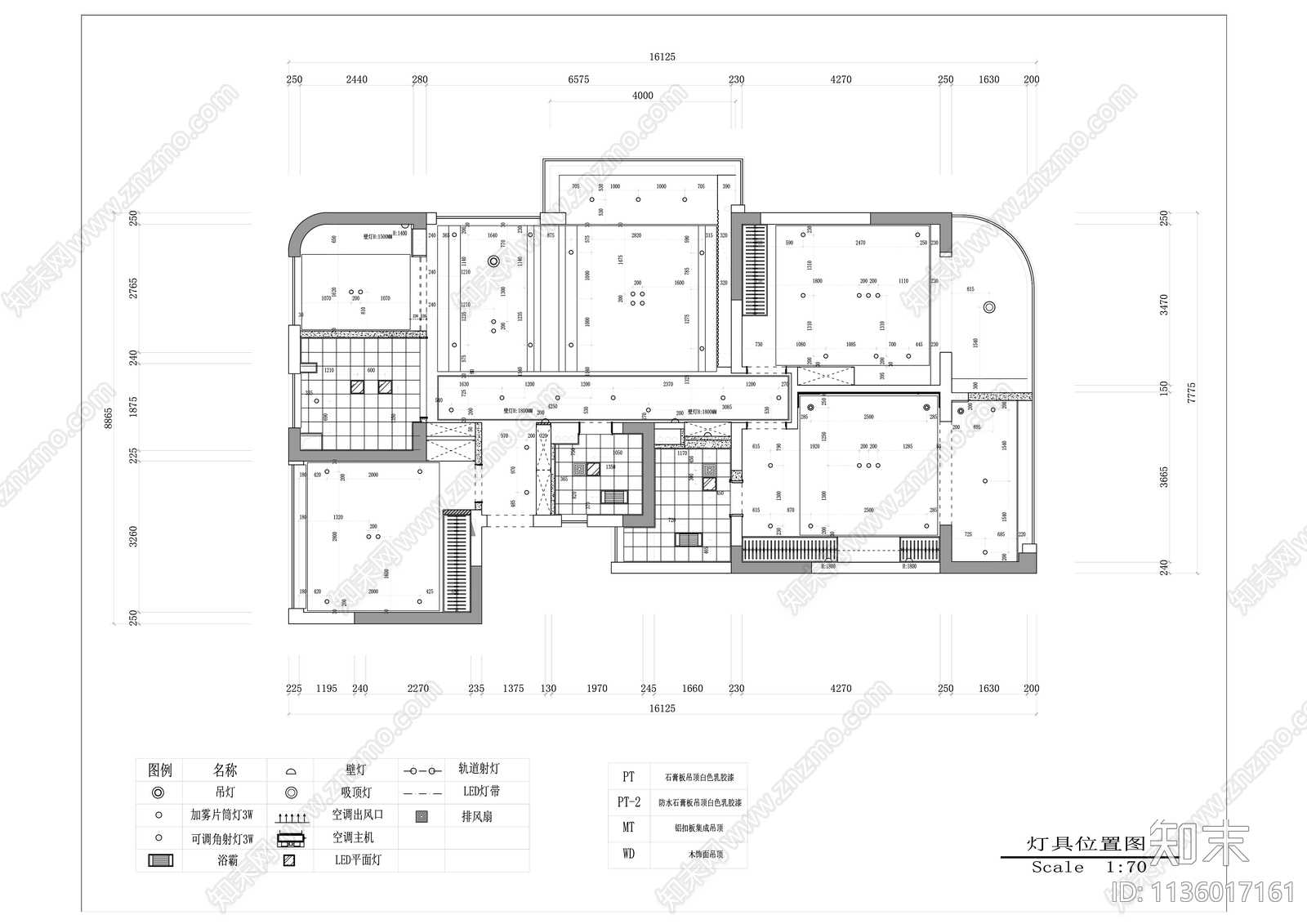 120平米平层全套内装cad施工图下载【ID:1136017161】