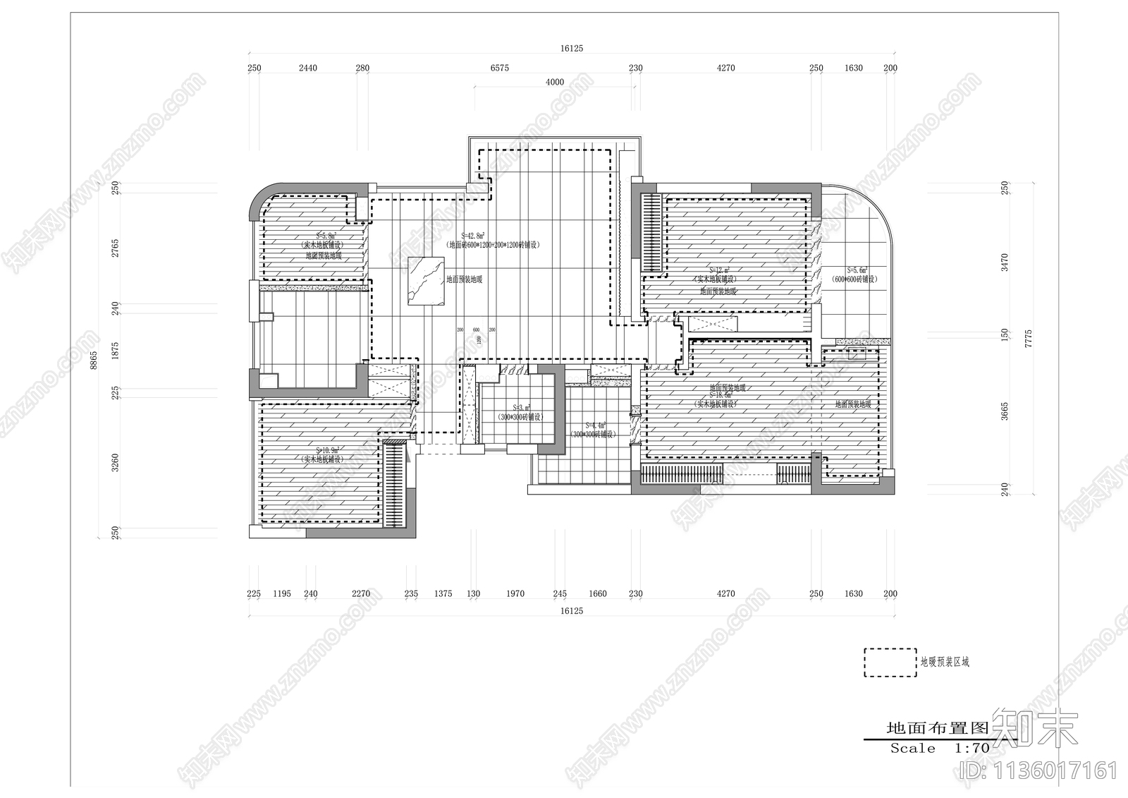 120平米平层全套内装cad施工图下载【ID:1136017161】