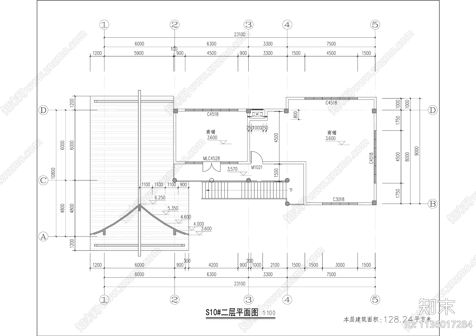 中式商业街建筑cad施工图下载【ID:1136017284】