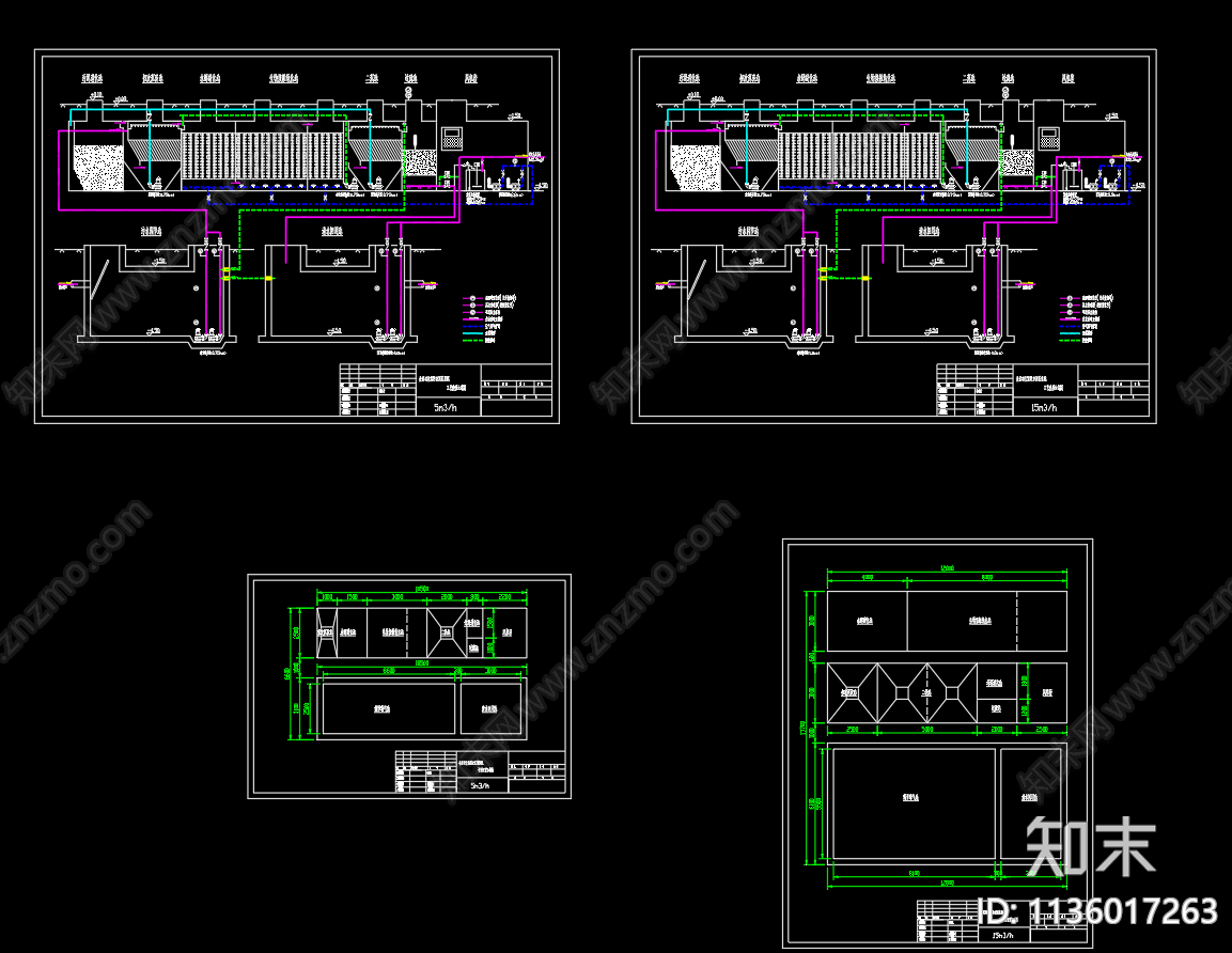 5和15立方一体化污水设备流程图cad施工图下载【ID:1136017263】
