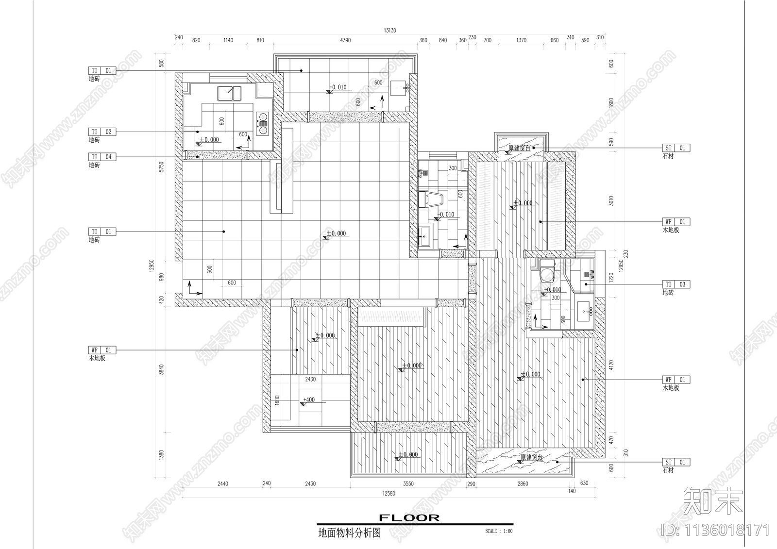 现代简约大平层内装cad施工图下载【ID:1136018171】