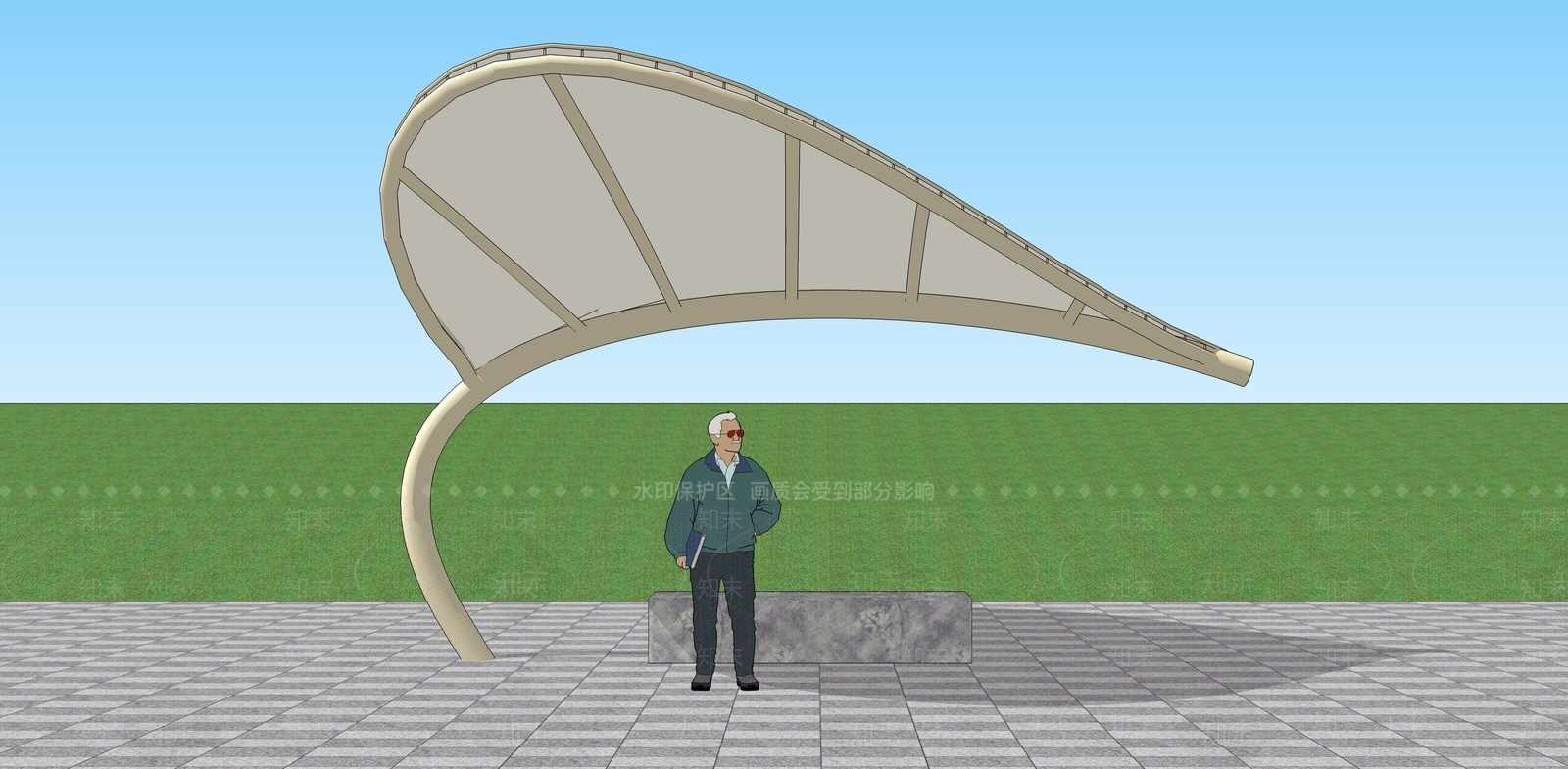 现代廊架SU模型下载【ID:1136024718】