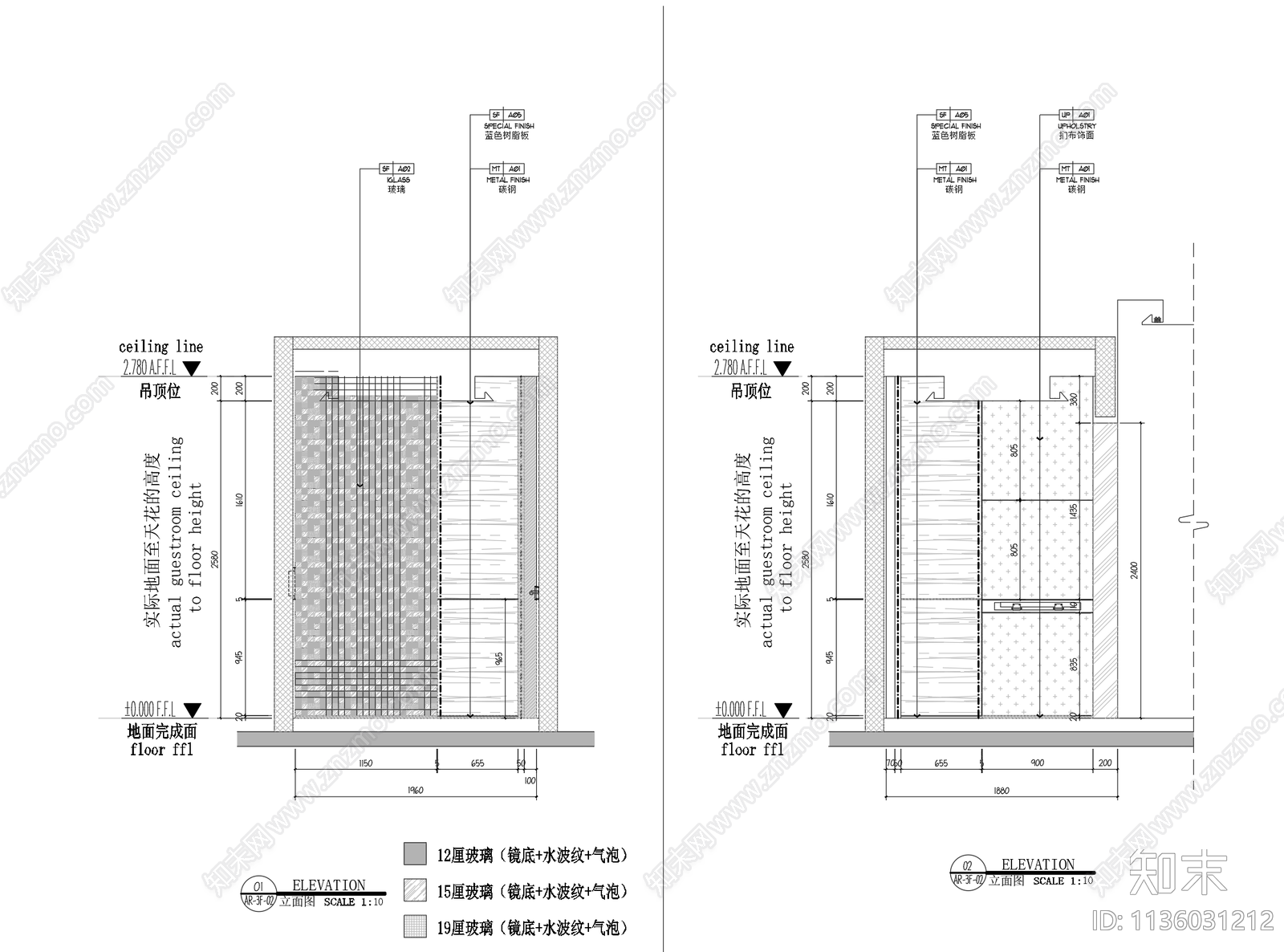 电梯轿厢平立剖做法详图cad施工图下载【ID:1136031212】