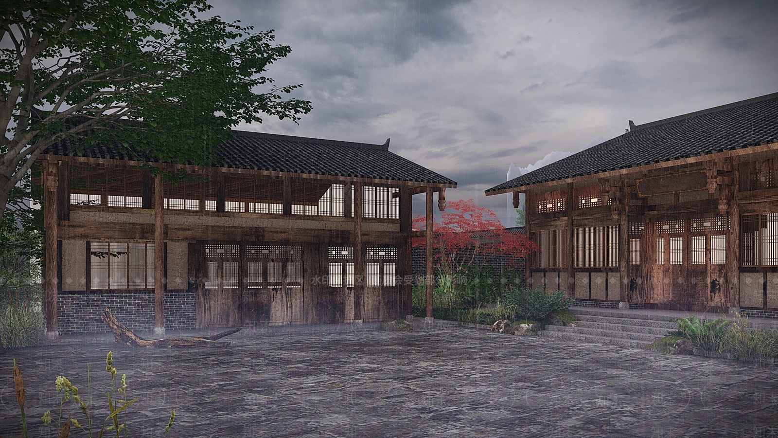 中式乡村传统民居SU模型下载【ID:1136034289】