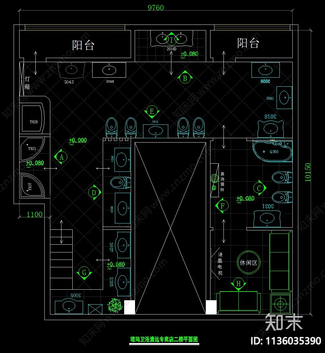 卫浴展厅全套cad施工图下载【ID:1136035390】