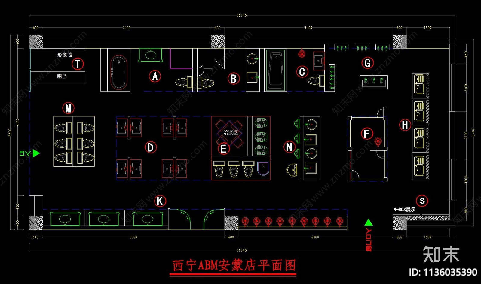 卫浴展厅全套cad施工图下载【ID:1136035390】