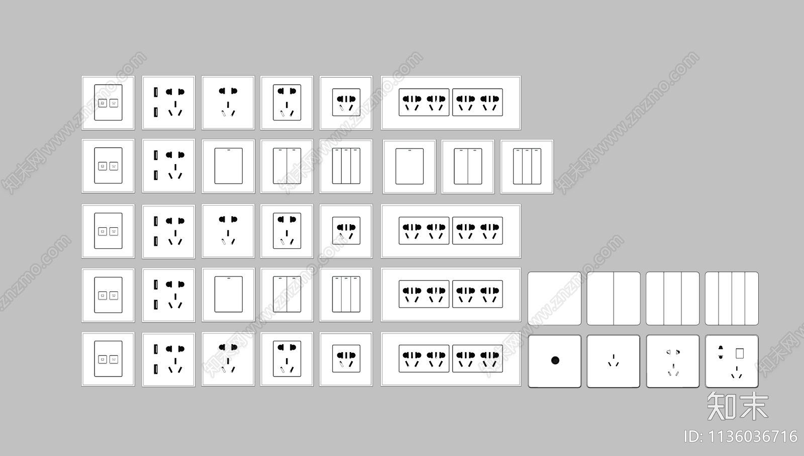 现代开关面板插板SU模型下载【ID:1136036716】