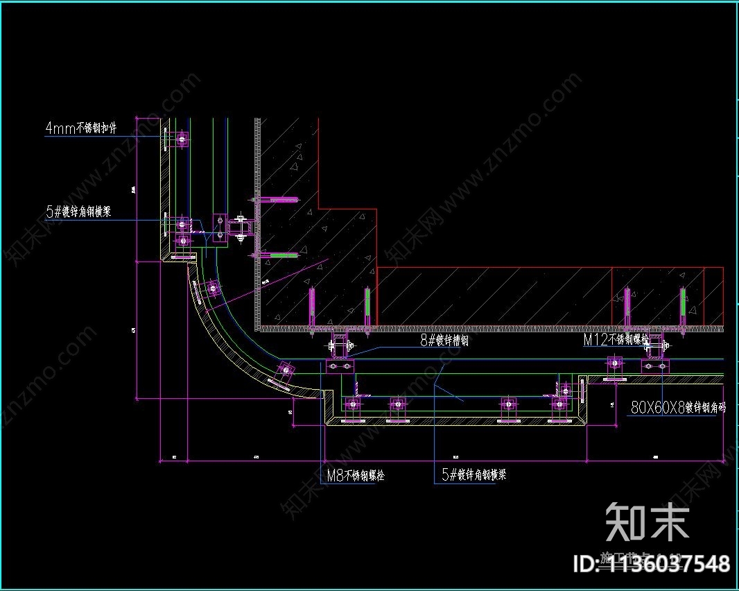 石材幕墙详图cad施工图下载【ID:1136037548】