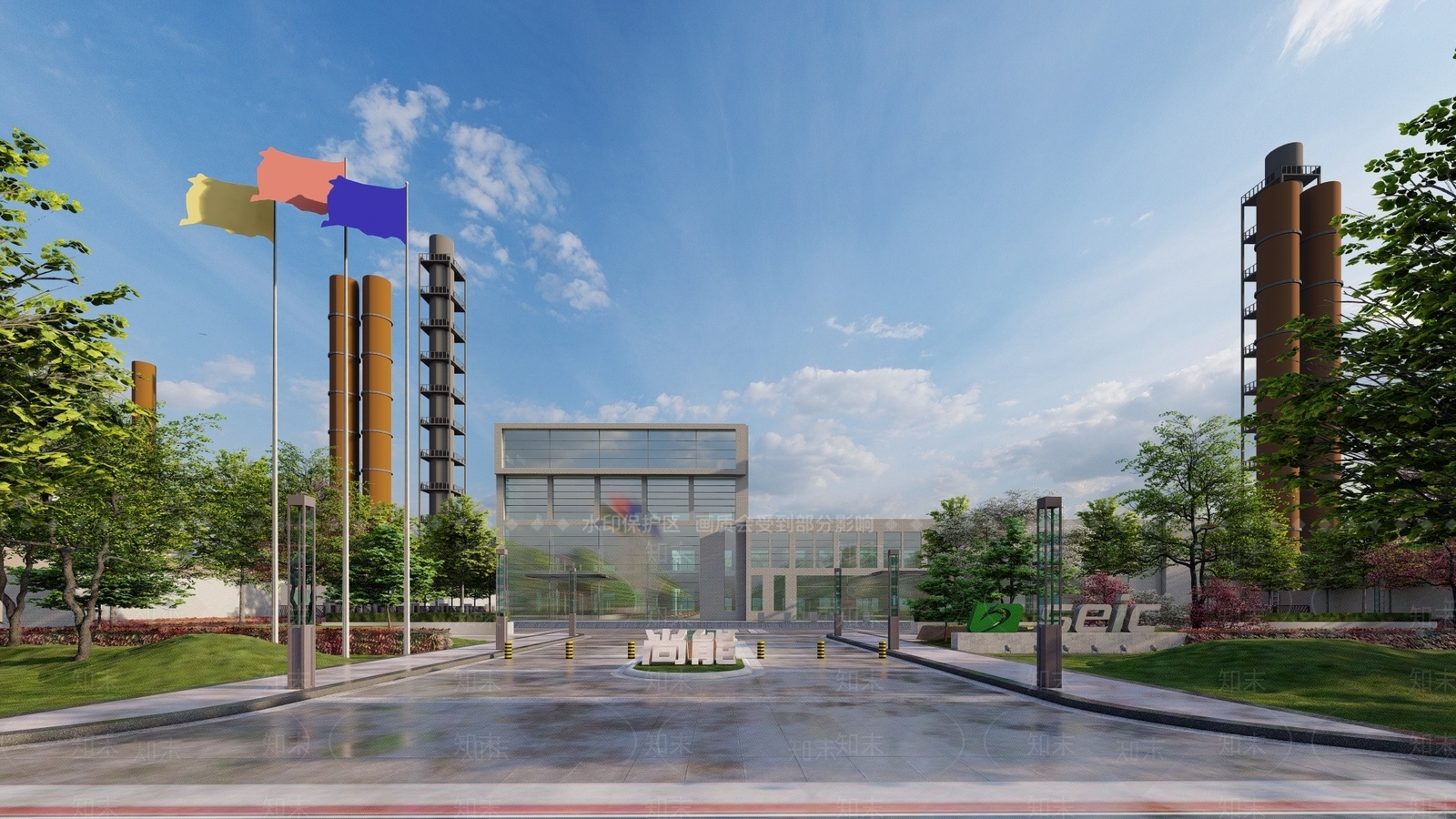 现代工厂办公景观SU模型下载【ID:1136327679】