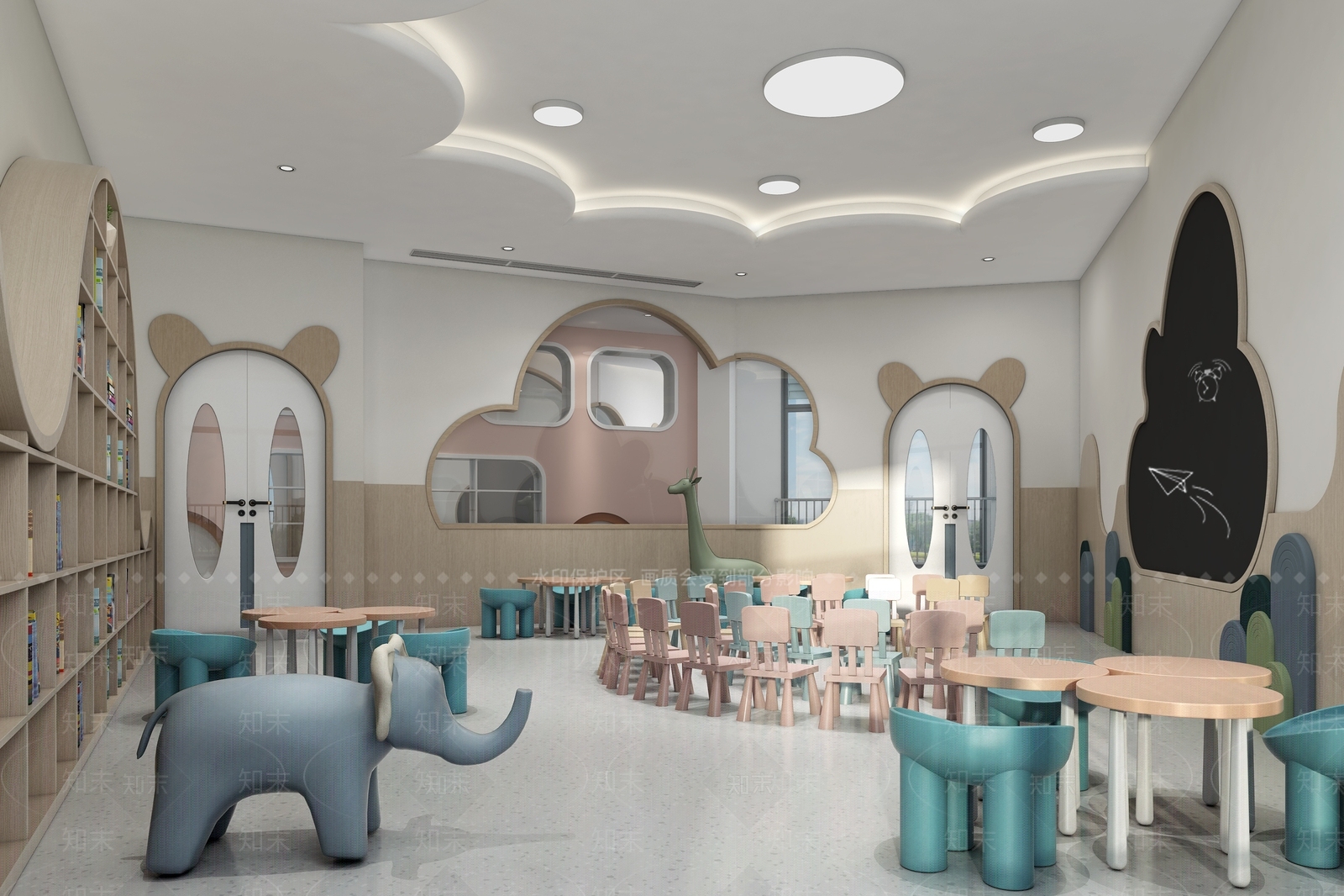 现代幼儿园教室3D模型下载【ID:1136041469】