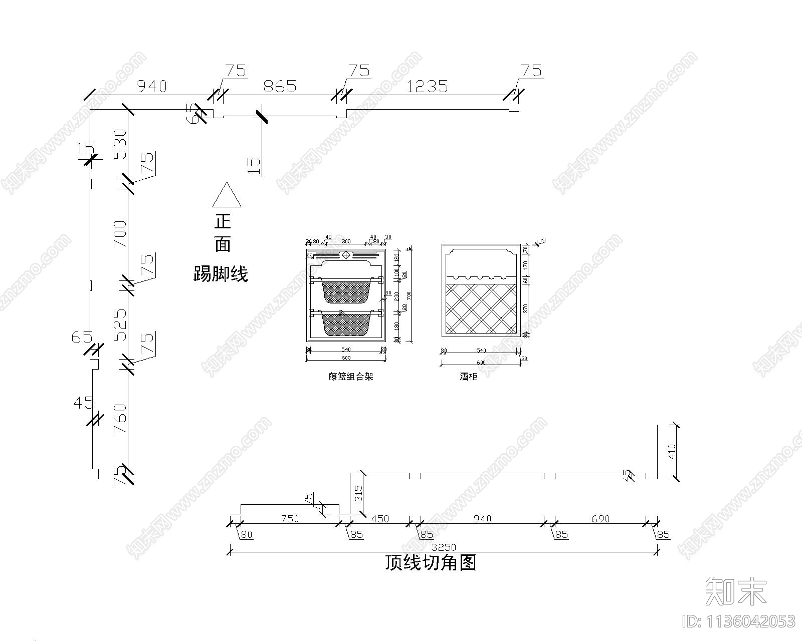 上海松江展厅橱柜cad施工图下载【ID:1136042053】