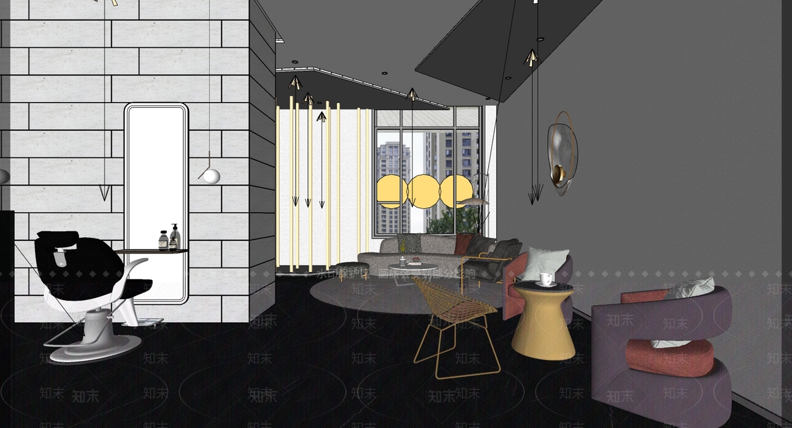 工装理发店SU模型下载【ID:1136046560】