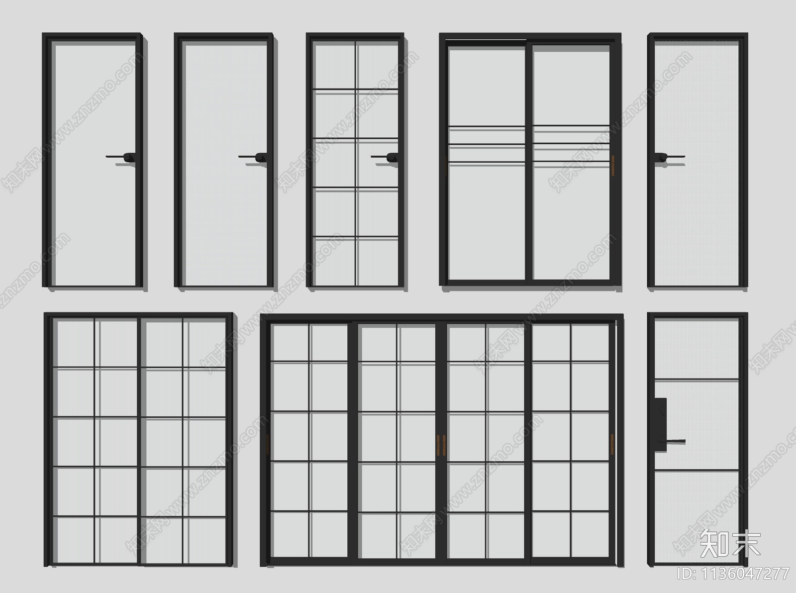 现代玻璃推拉门SU模型下载【ID:1136047277】