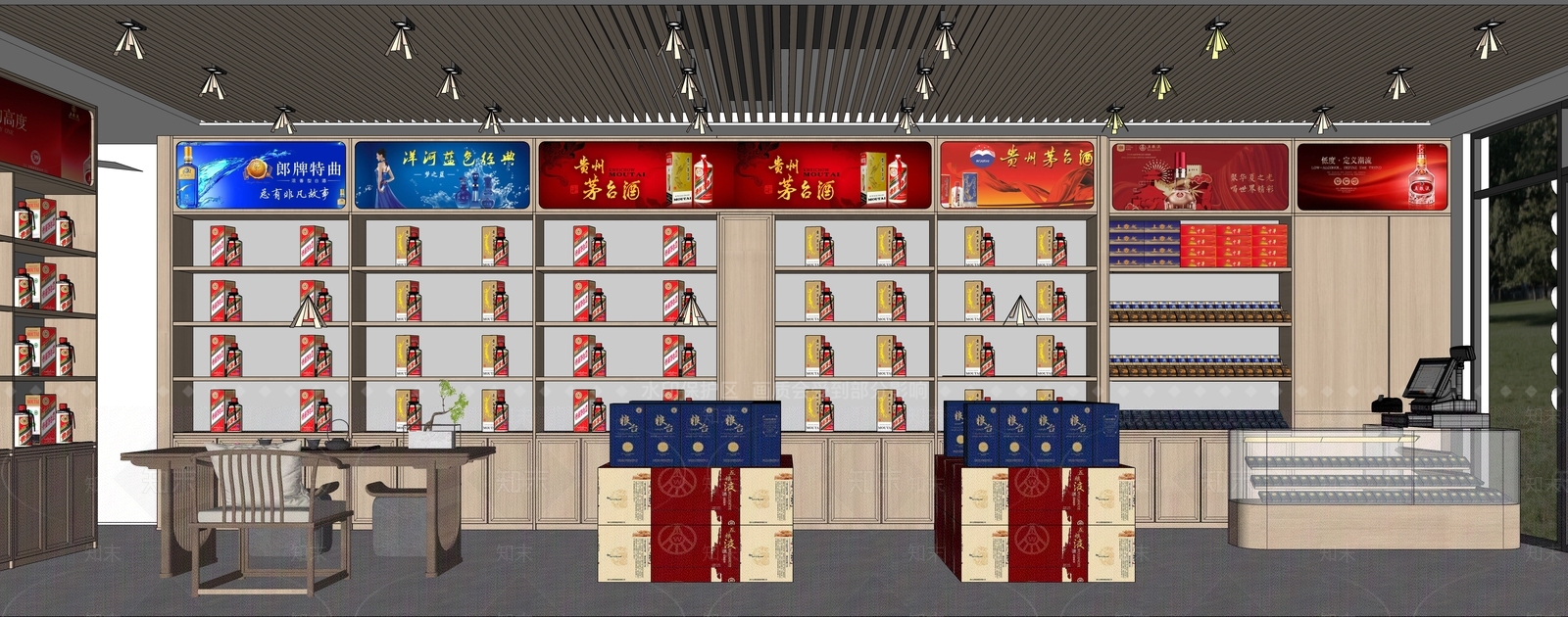 现代原木烟酒店SU模型下载【ID:1136051161】