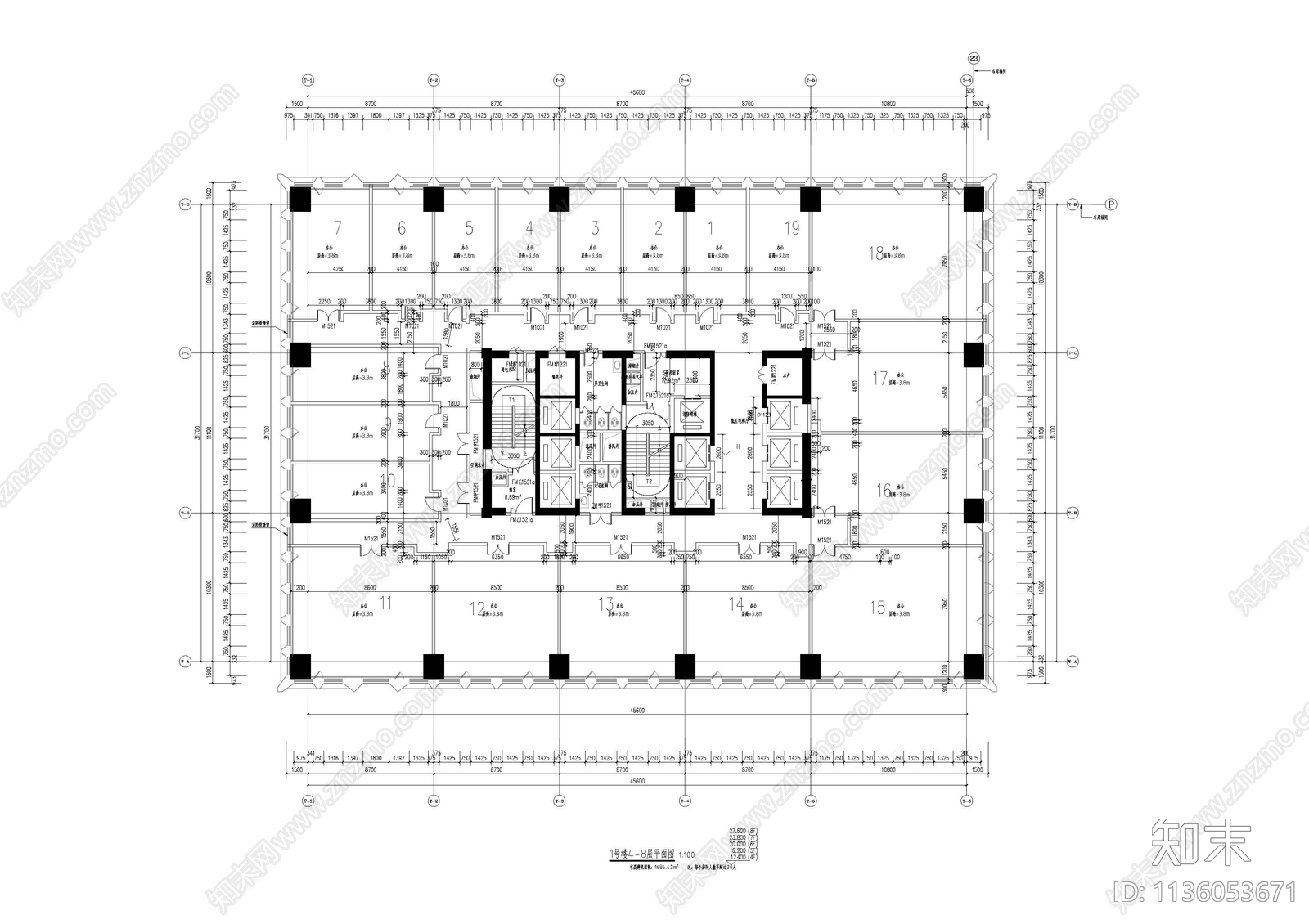 超高层办公楼建筑施工图下载【ID:1136053671】