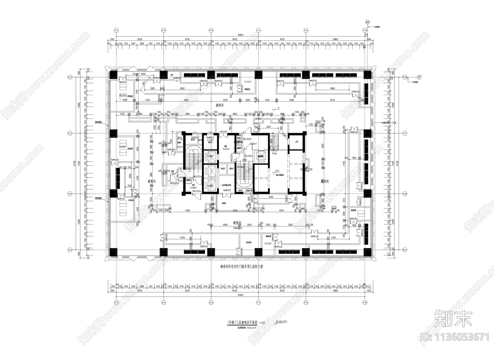 超高层办公楼建筑施工图下载【ID:1136053671】