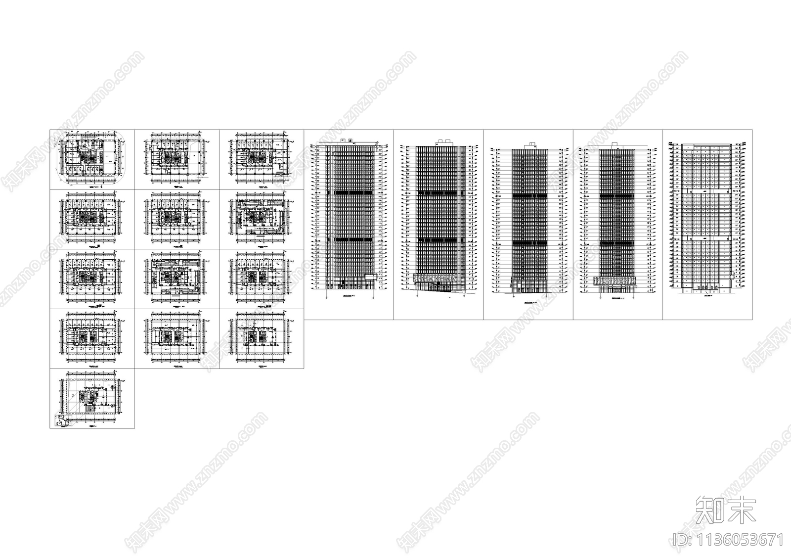 超高层办公楼建筑施工图下载【ID:1136053671】