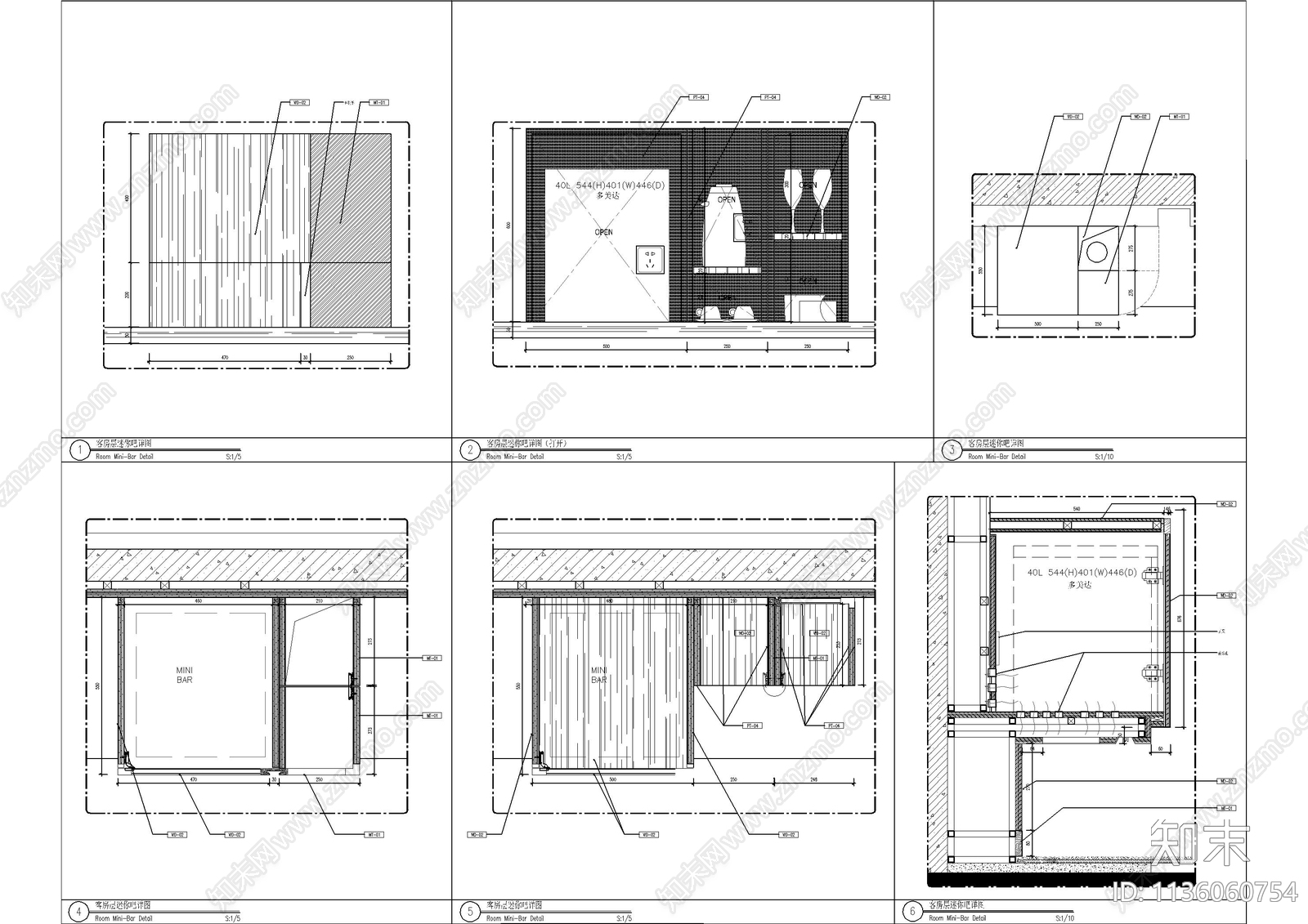 橱柜迷你吧详图施工图下载【ID:1136060754】