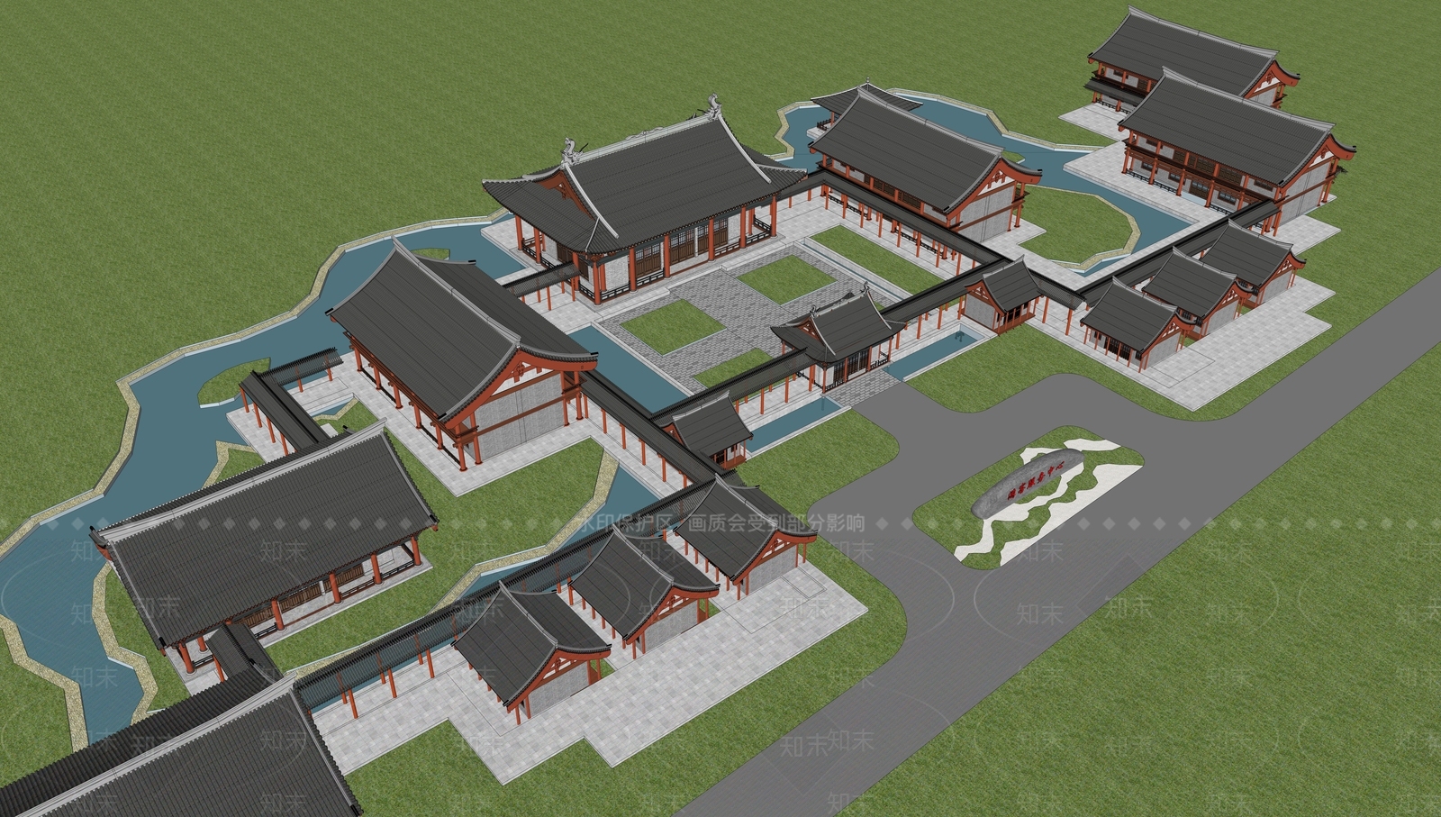 中式游客中心SU模型下载【ID:1136070559】