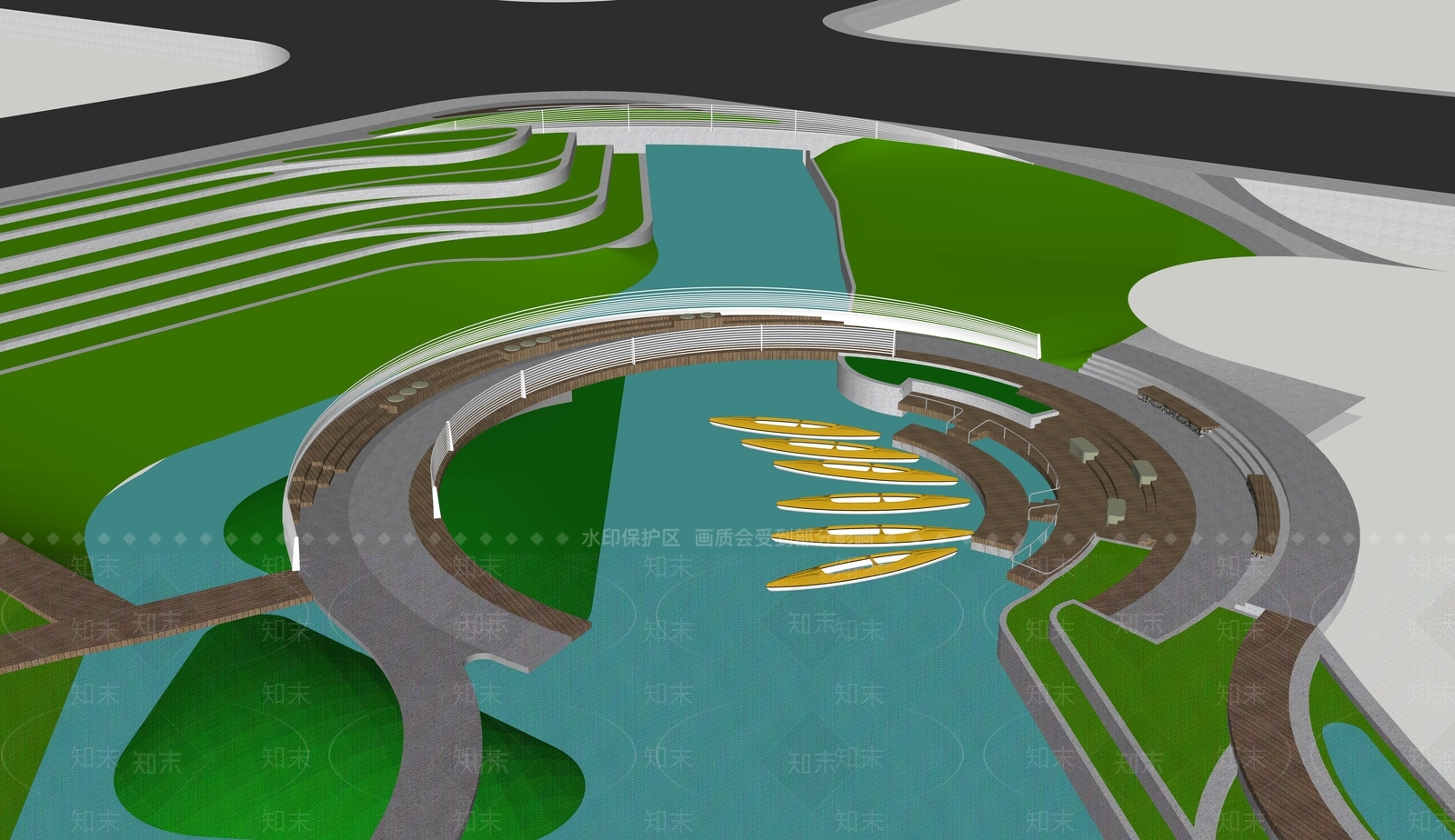 现代景观桥SU模型下载【ID:1136068661】
